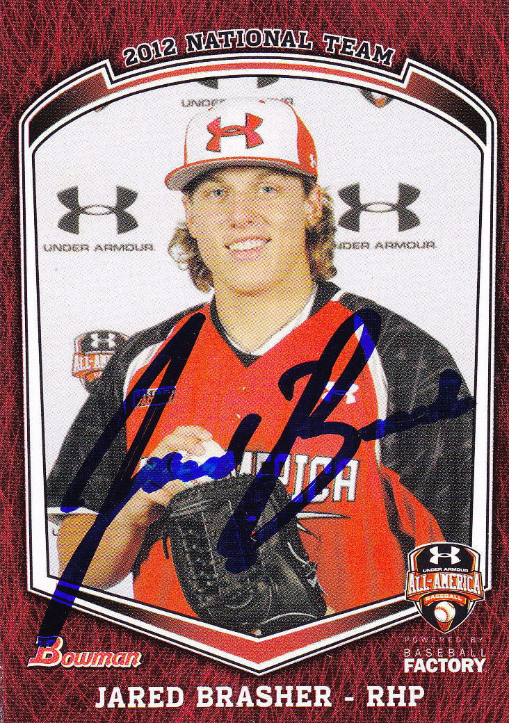 Jared Brasher Signed 2012 Under Armour Baseball All American Game Bowman #1