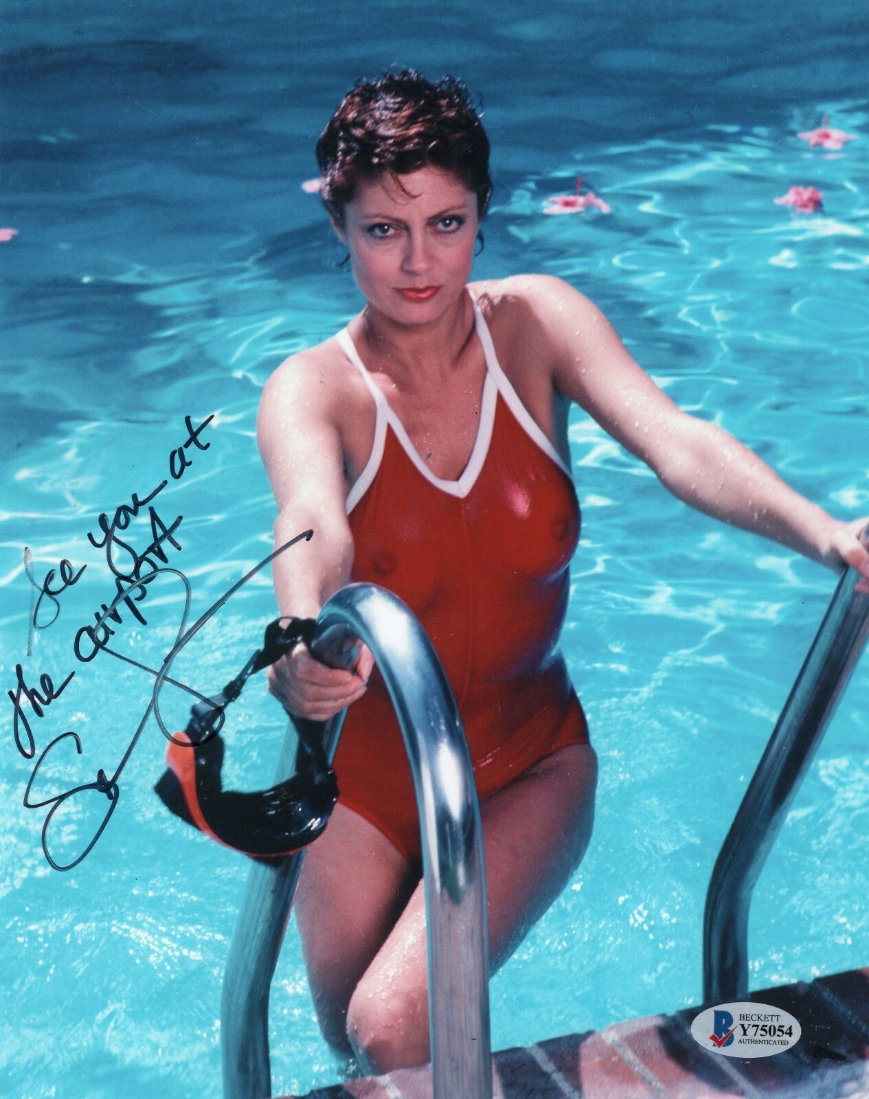 Susan Sarandon Signed 8x10 Photo w/Beckett COA Y75054 Pool Bathing Suit Swimming