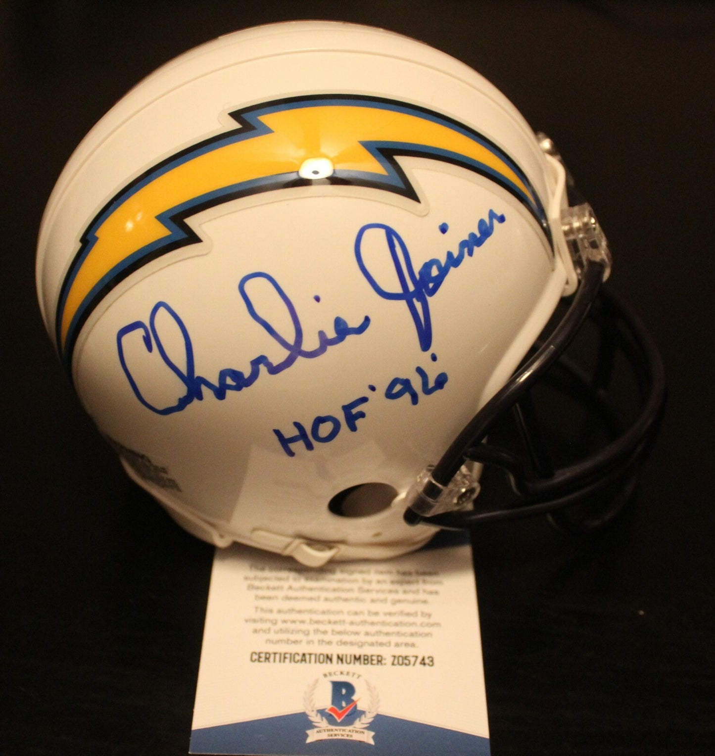 Charlie Joiner Signed Chargers Mini Football Helmet w/Beckett COA Z05743
