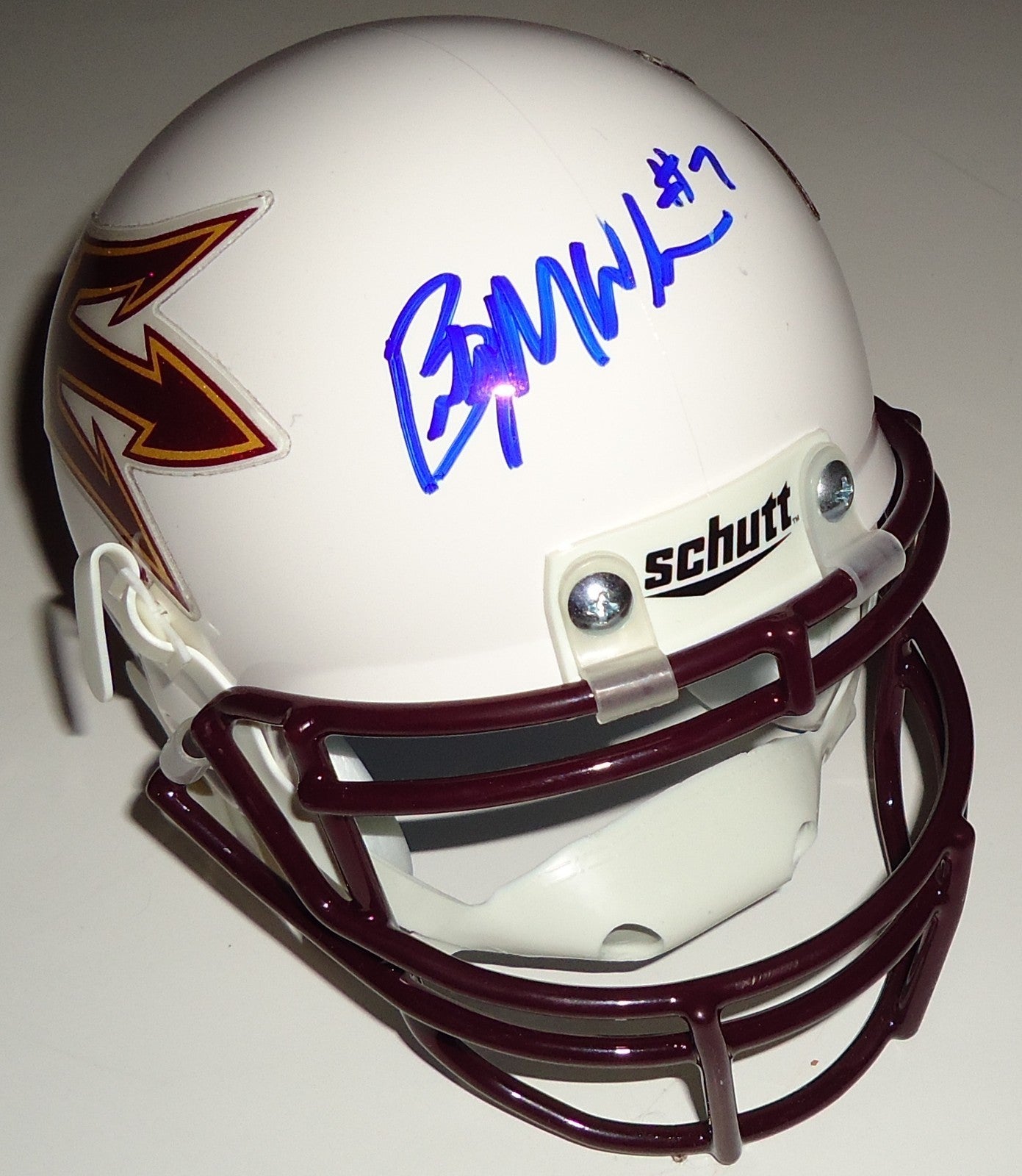 Brady White signed Arizona State Sun Devils white mini football helmet w/coa C