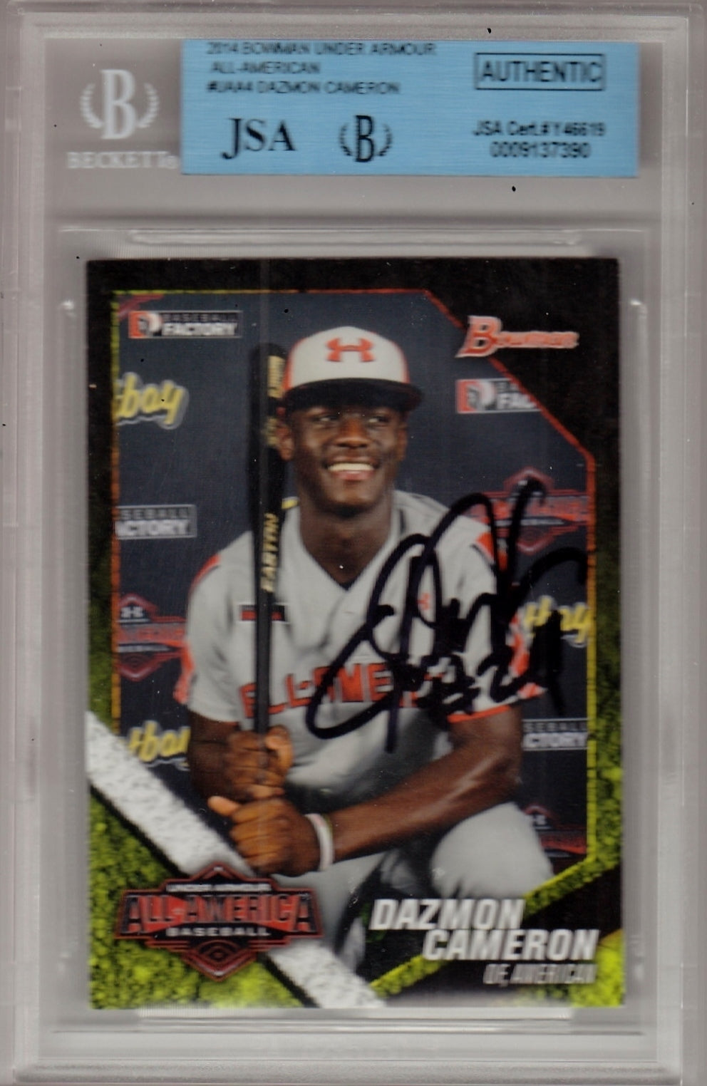 Daz Cameron Signed Bowman 2014 Under Armour Baseball Game Card JSA Authentic #1