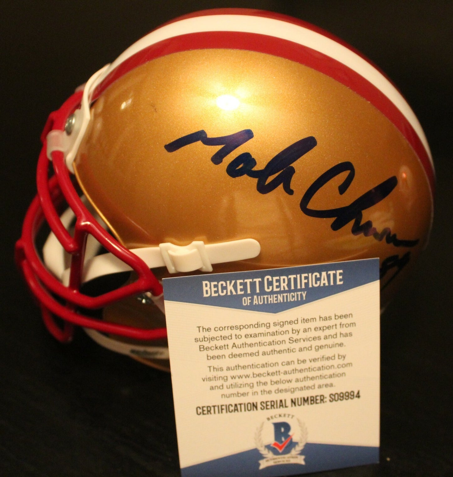 Mark Chmura Signed Boston College Mini Football Helmet w/Beckett COA S09994