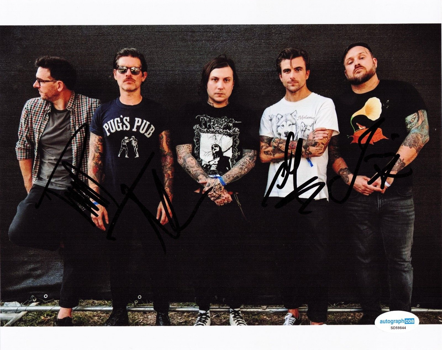 L.S. Dunes Group Signed 8x10 Photo w/ACOA SD59844 Anthony Green Frank Iero