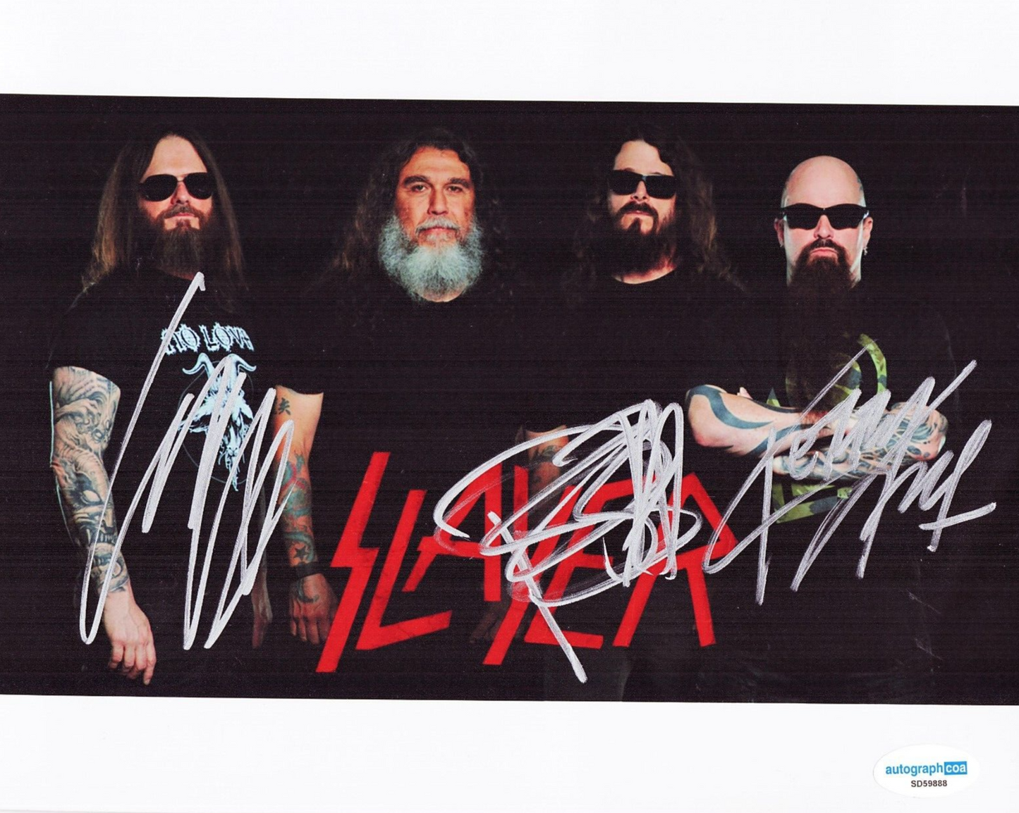 Kerry King & Paul Bostaph Gary Holt Slayer Signed 8x10 Photo w/ACOA SD59888