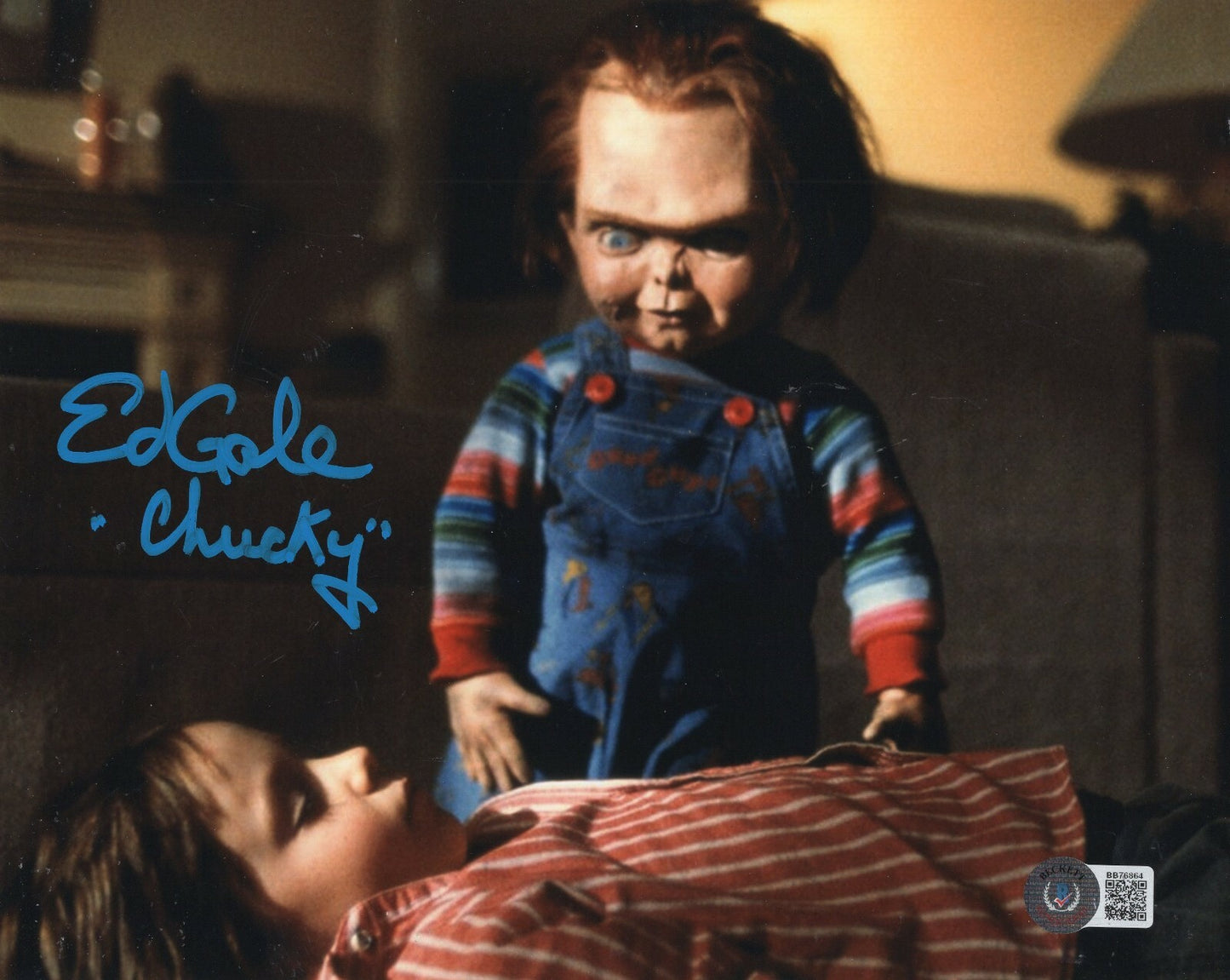 Ed Gale Signed Child's Play Movie Chucky 8x10 Photo w/Beckett COA BB76864