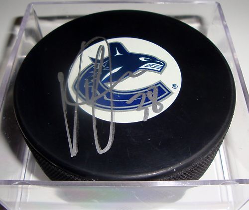 Victor Oreskovich Signed Vancouver Canucks Puck w/COA B