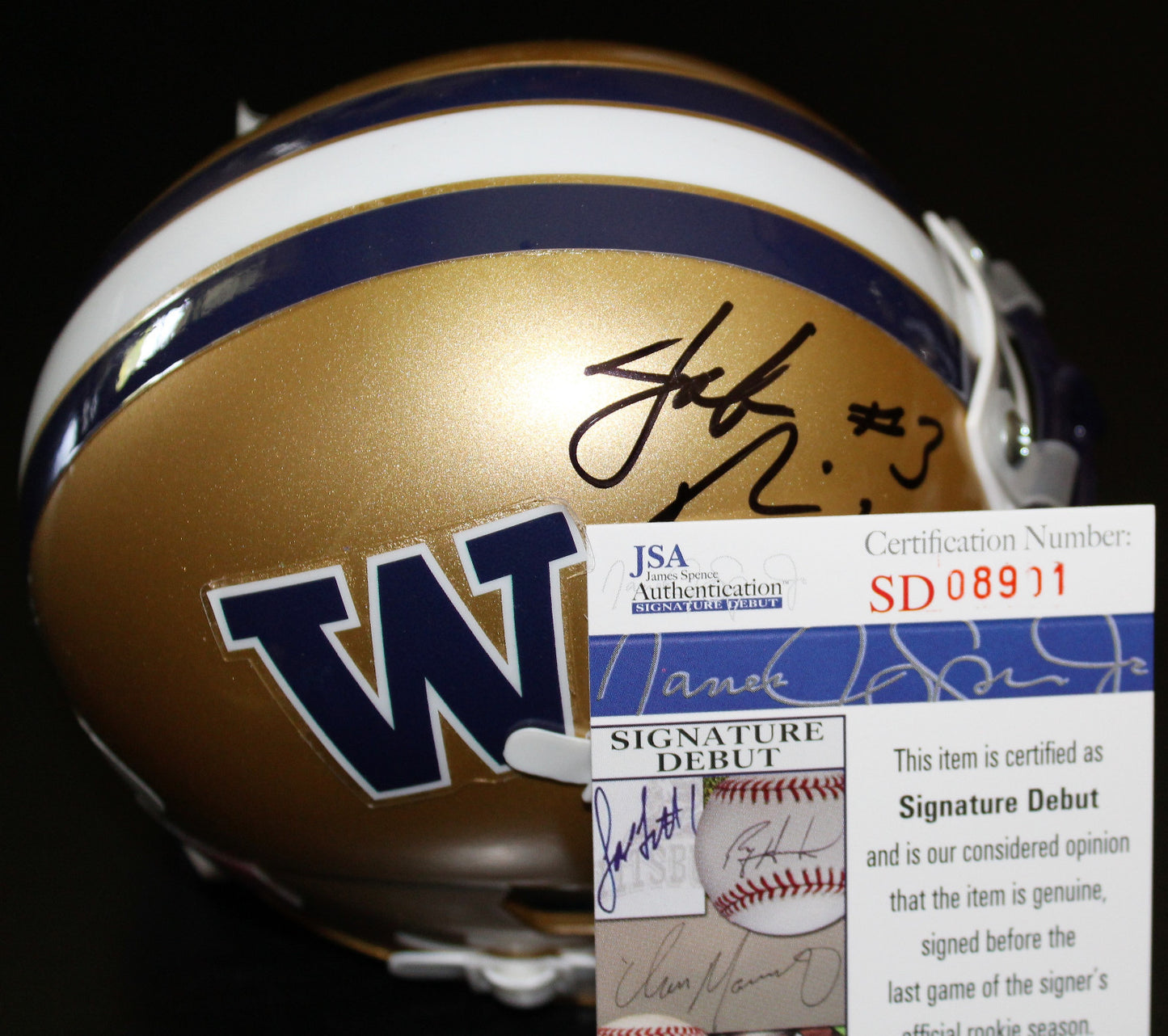 Jake Browning Signed Washington Huskies Mini Football Helmet w/JSA COA #2 C