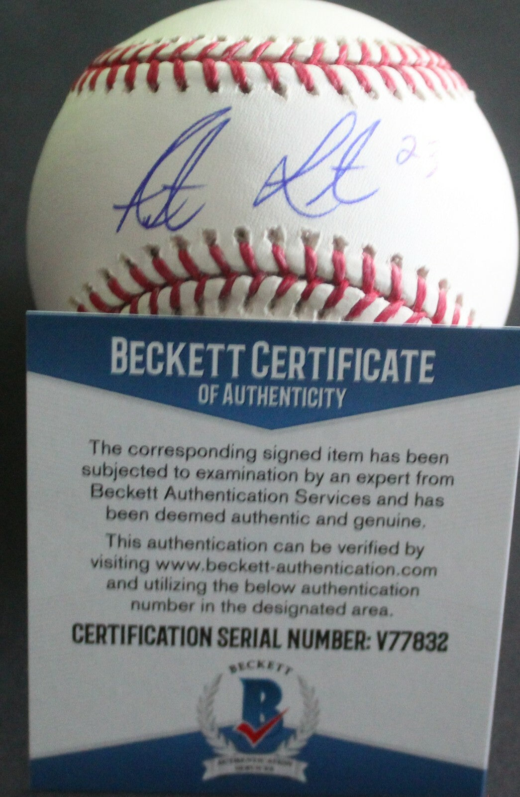 Austin Listi Phillies Signed Official Major League Baseball W/Beckett COA V77832