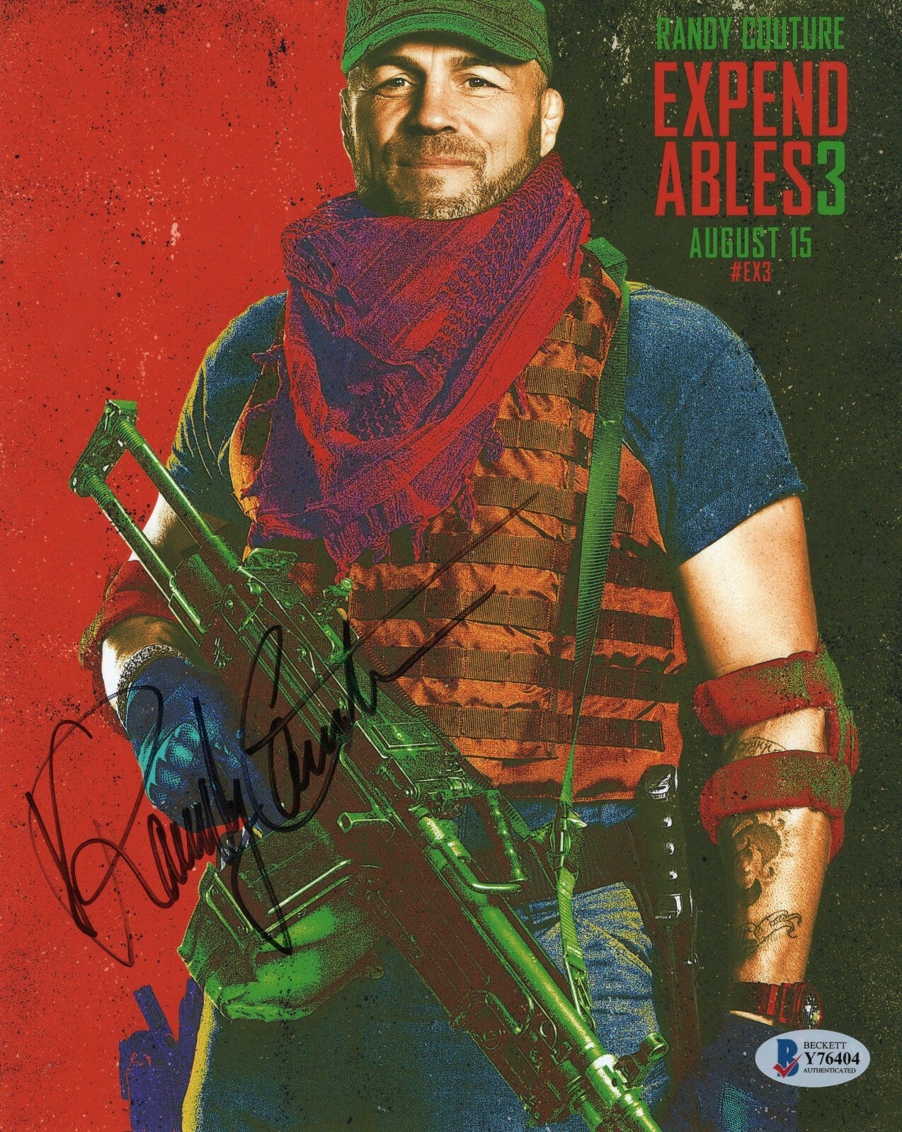 Randy Couture Expendables Movie Signed 8x10 Photo w/Beckett COA Y76404