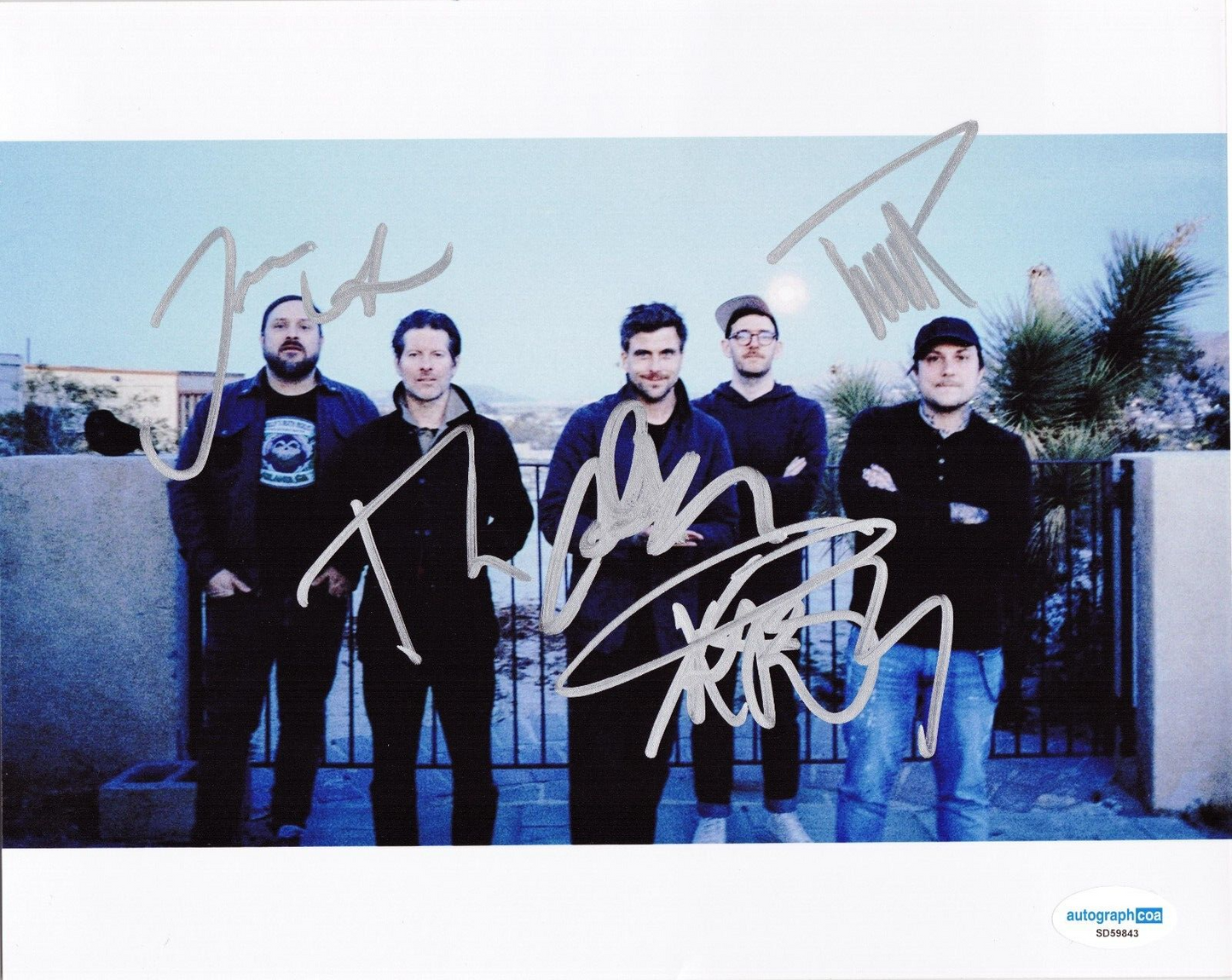 L.S. Dunes Group Signed 8x10 Photo w/ACOA SD59843 Anthony Green Frank Iero