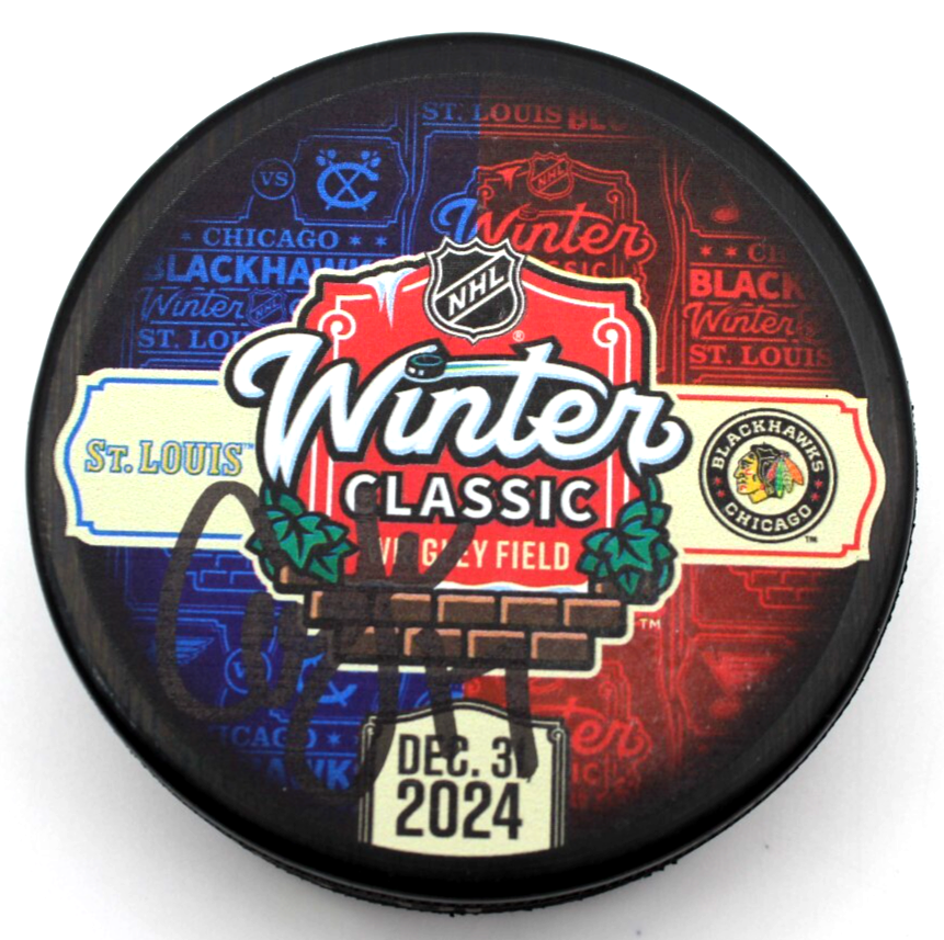 Cam Fowler Signed St. Louis Blues 2024 Winter Classic Hockey Puck w/COA