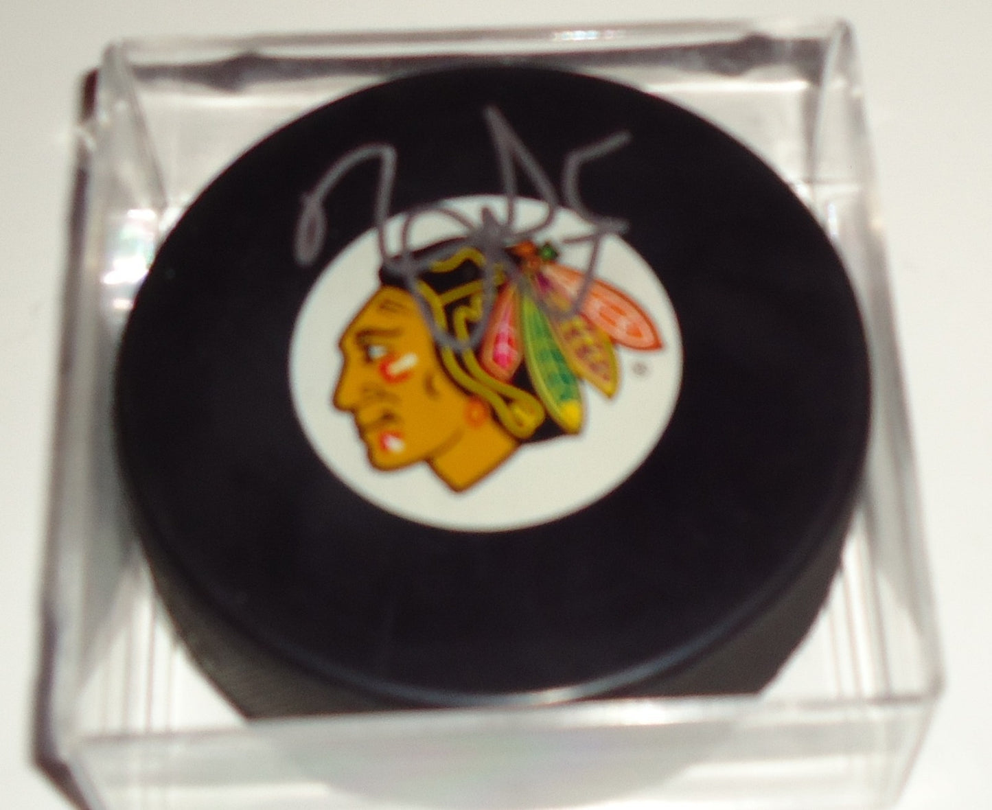 David Runblad signed 2015-16 Chicago Blackhawks souvenir logo hockey puck w/coa