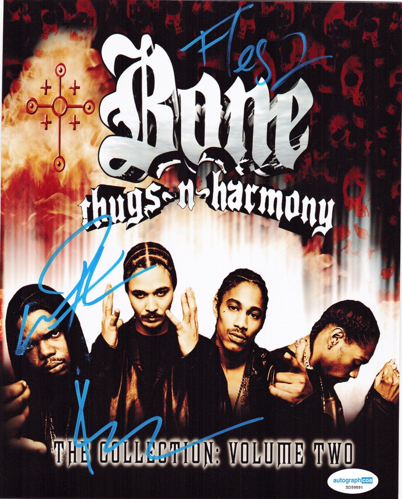 Bone Thugs n Harmony Krayzie Wish Flesh Bone Signed 8x10 Photo w/ACOA SD59890