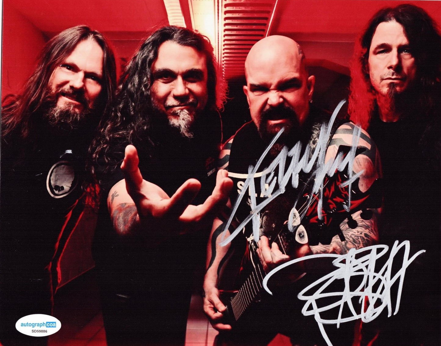 Kerry King & Paul Bostaph Slayer Rock Metal Signed 8x10 Photo w/ACOA SD59886