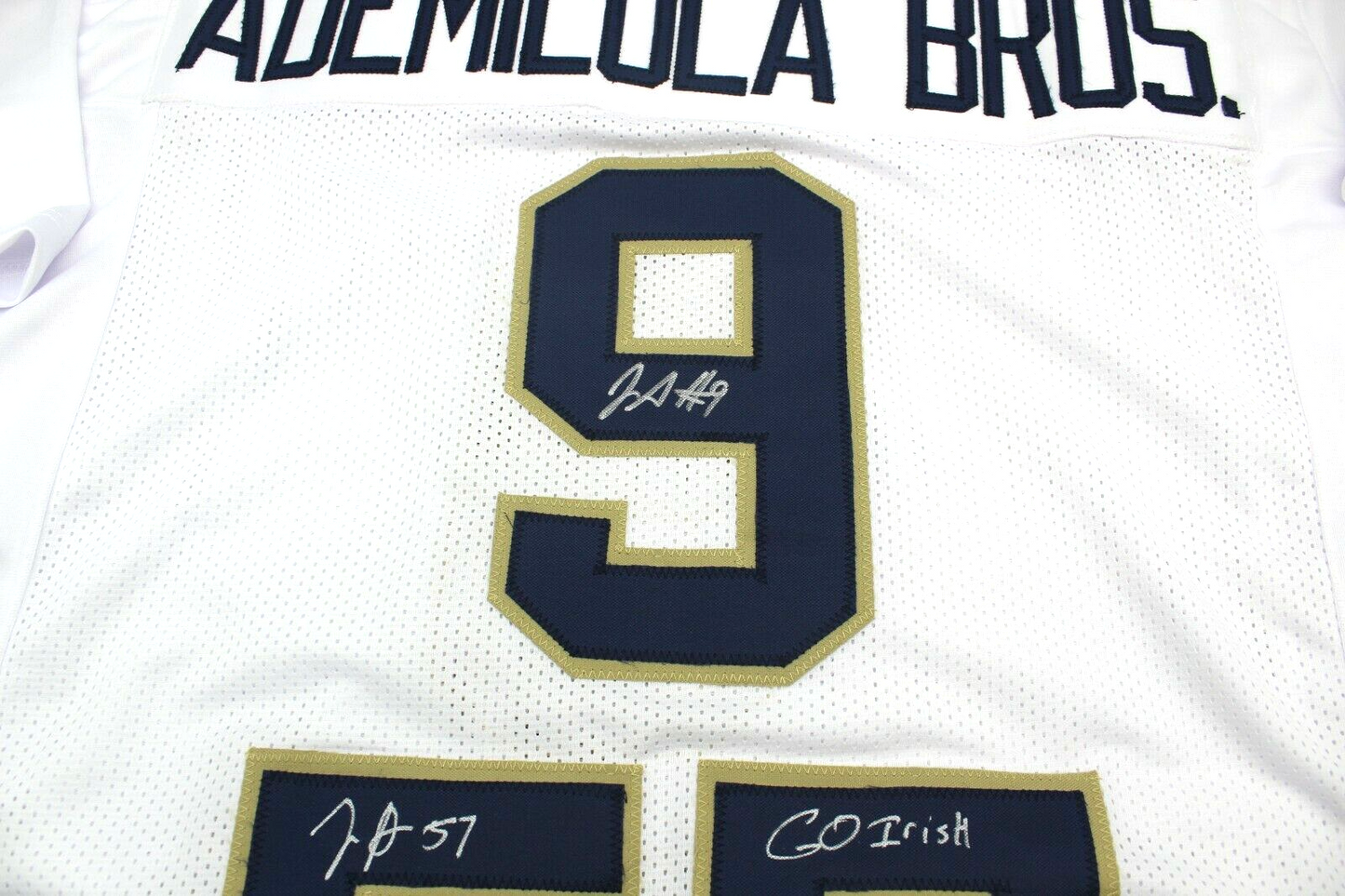 Justin & Jayson Ademilola Dual Signed Custom Notre Dame Jersey w/JSA COA WITNESS