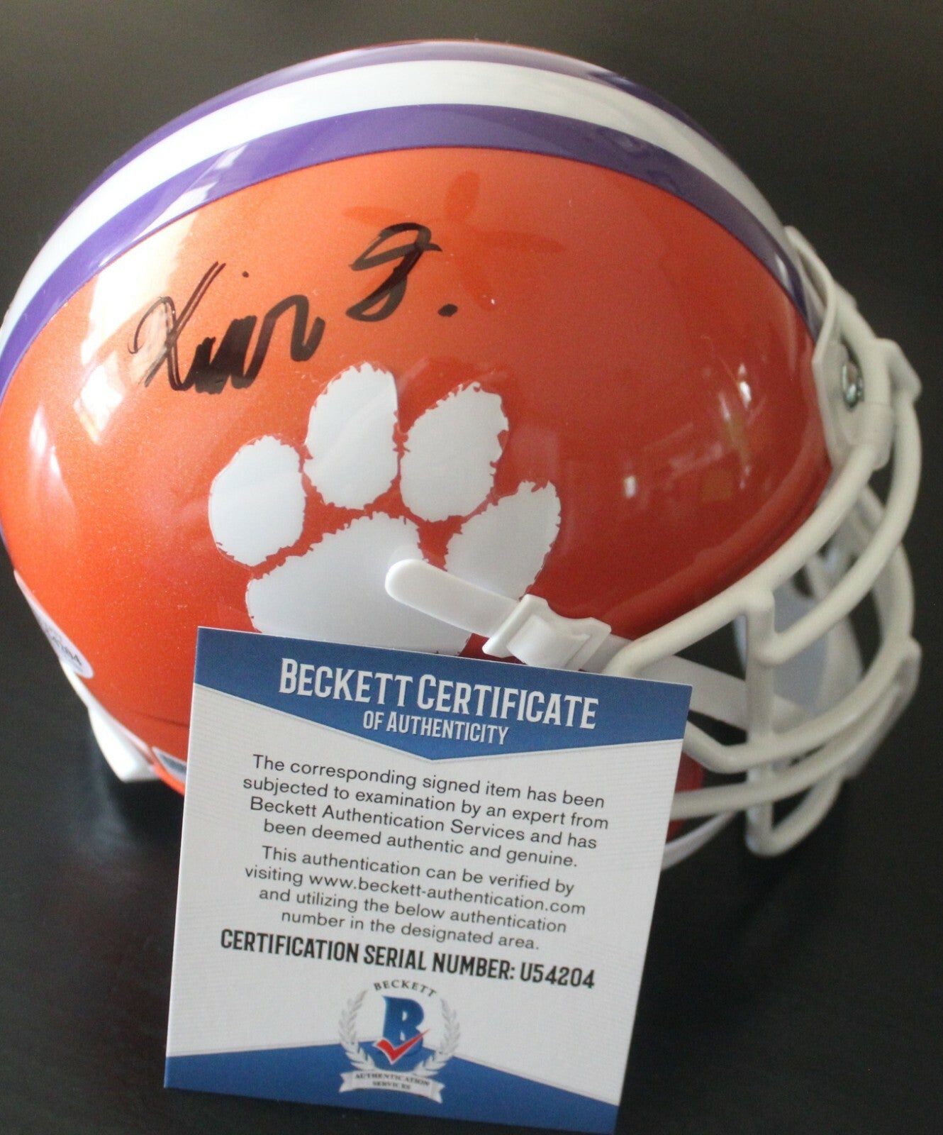 Xavier Thomas Signed Clemson Tigers Mini Football Helmet w/Beckett COA U54204
