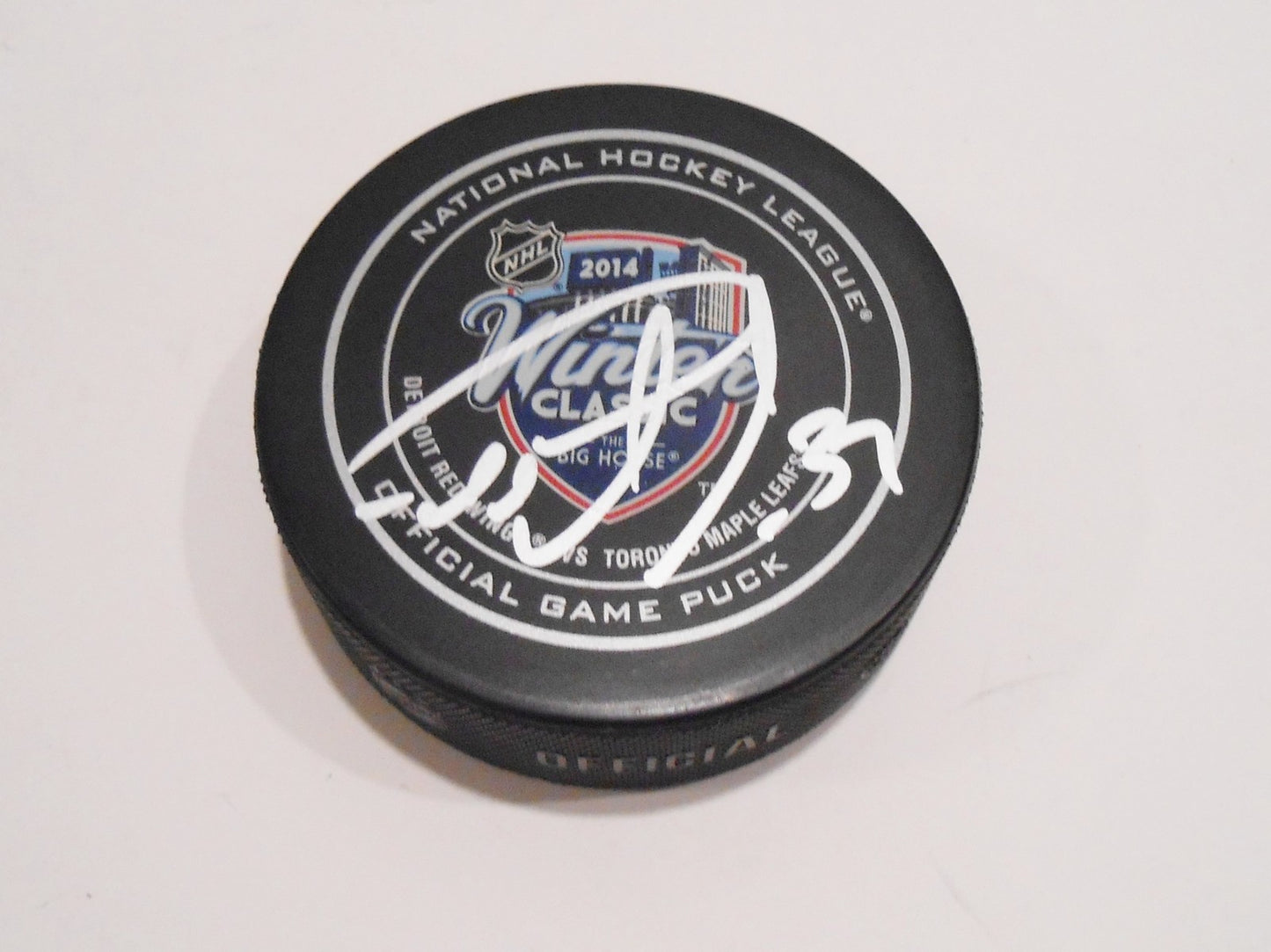 Carter Ashton Signed Winter Classic Puck w/COA 2014 Toronto Maple Leafs