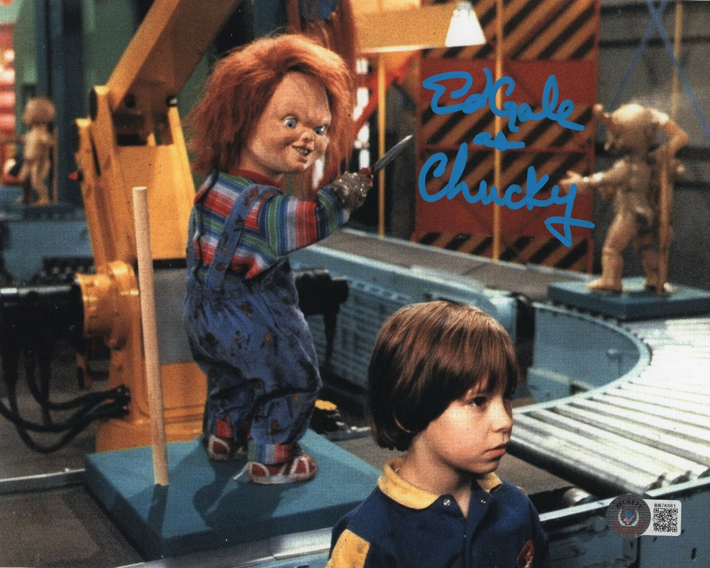 Ed Gale Signed Child's Play Movie Chucky 8x10 Photo w/Beckett COA BB76861