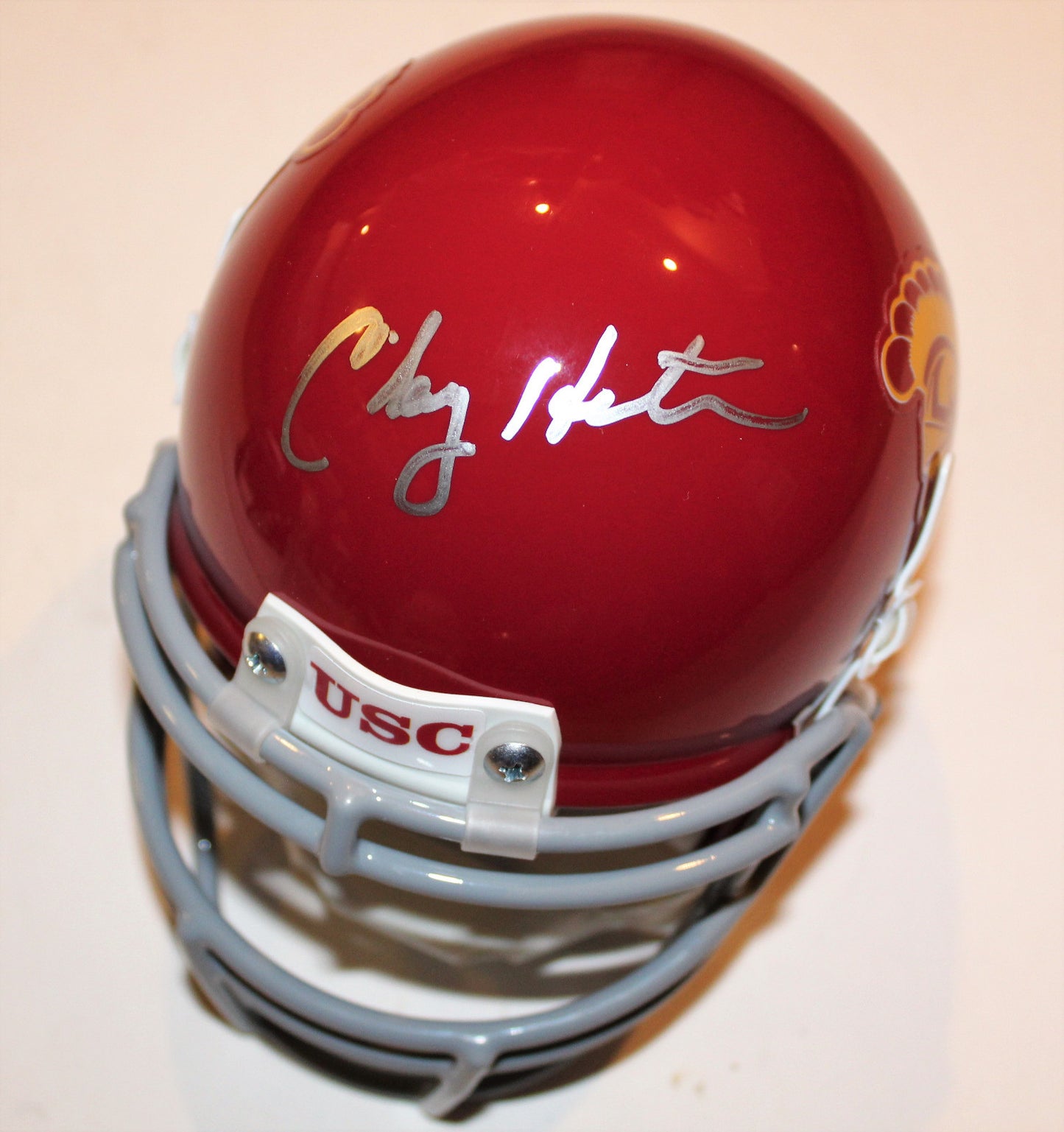 Clay Helton Signed USC Trojans Mini Football Helmet w/COA Fight On!