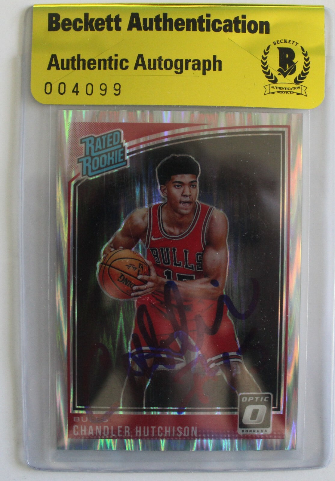 Chandler Hutchison Signed Donruss Optic Rated Rookie Authentic Beckett Bulls