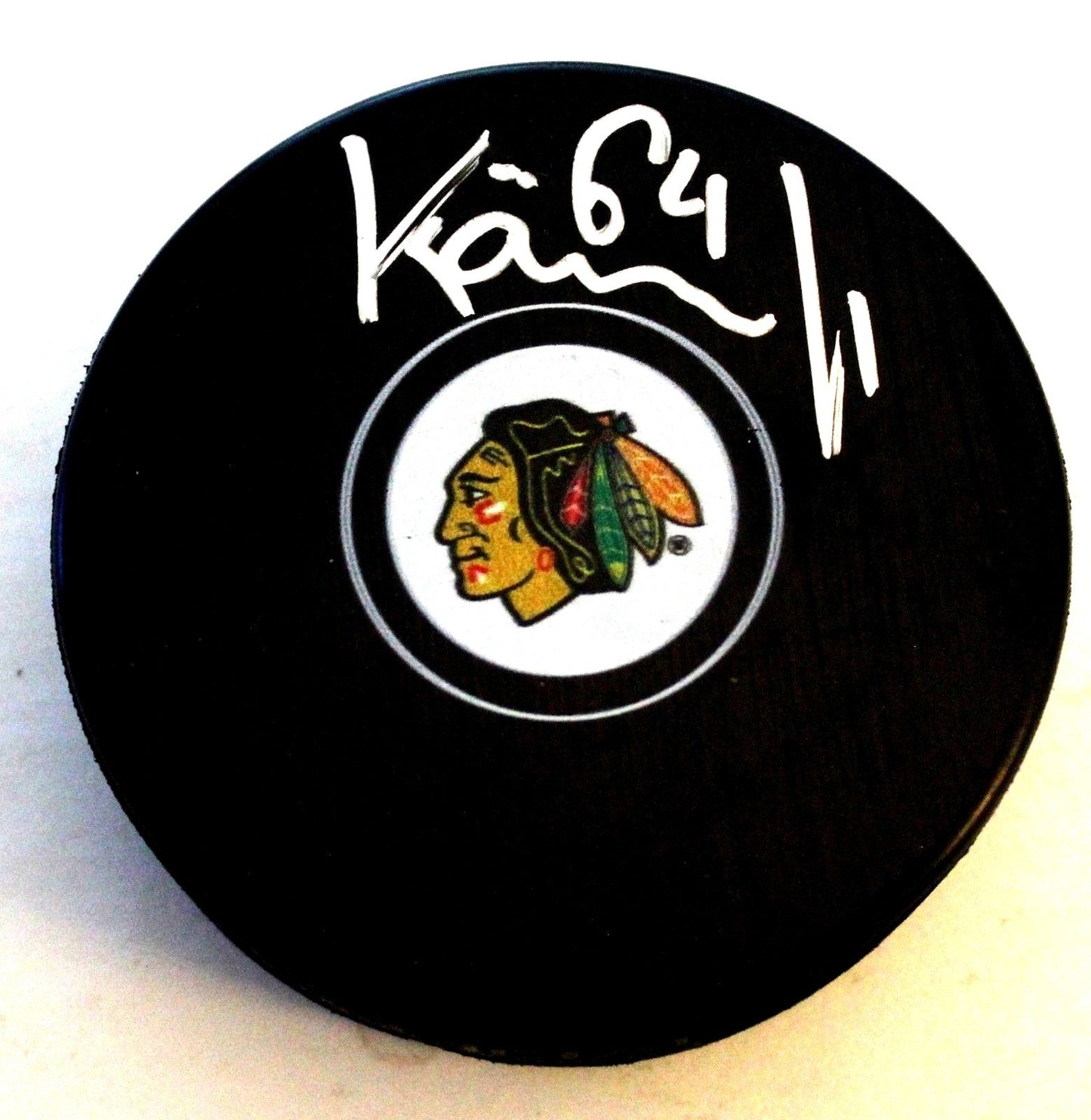 David Kampf Signed 2018-19 Chicago Blackhawks Logo Puck w/COA 2018