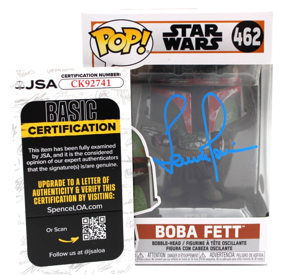 Temuera Morrison Signed Boba Fett Star Wars 462 Funko Pop w/JSA COA CK92741