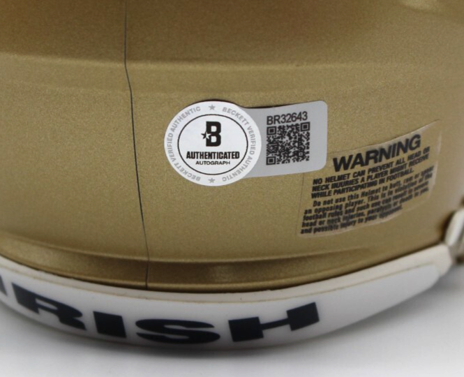 Xavier Watts Signed Notre Dame Irish Mini Football Helmet w/Beckett COA BR32643