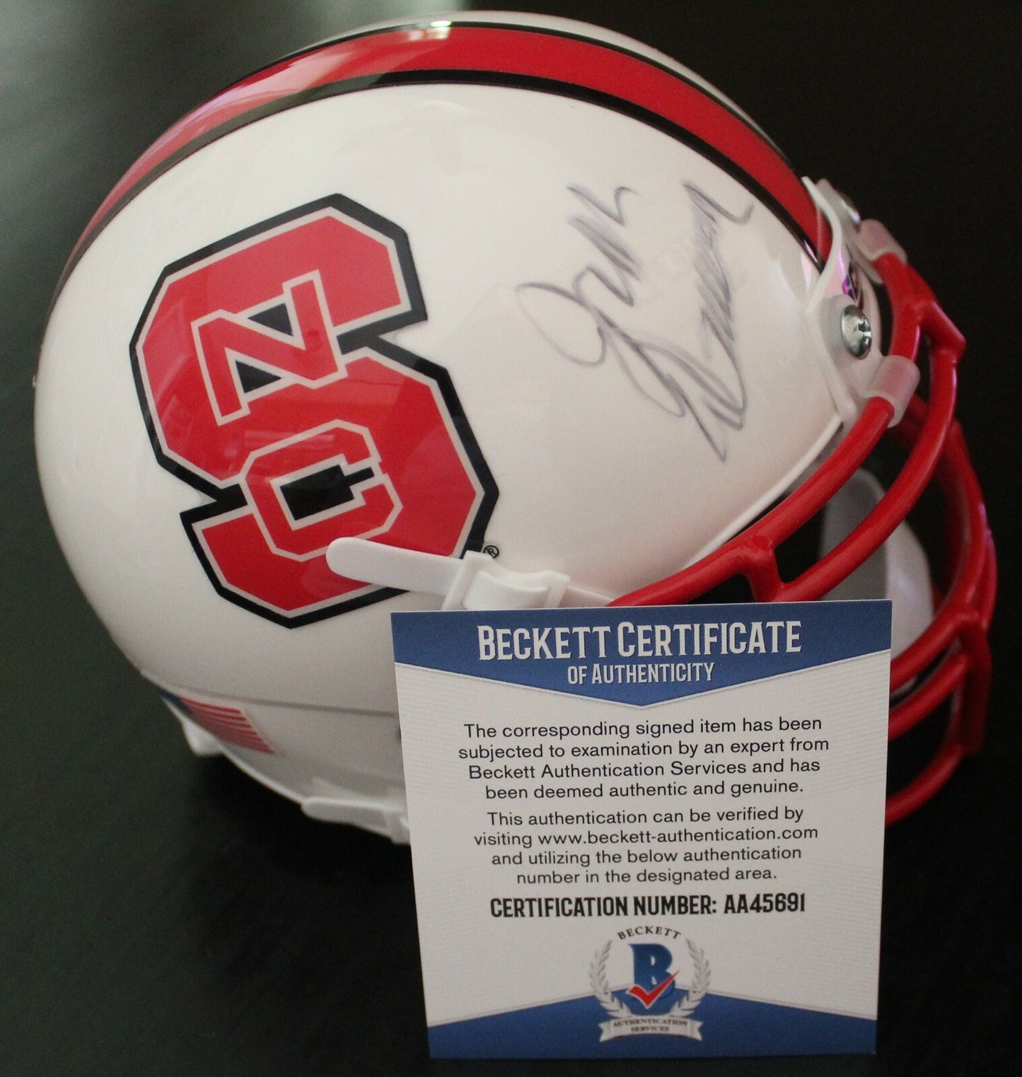 Jim Donnan Signed NC State Wolfpack Mini Helmet w/Beckett COA AA45691 BAS