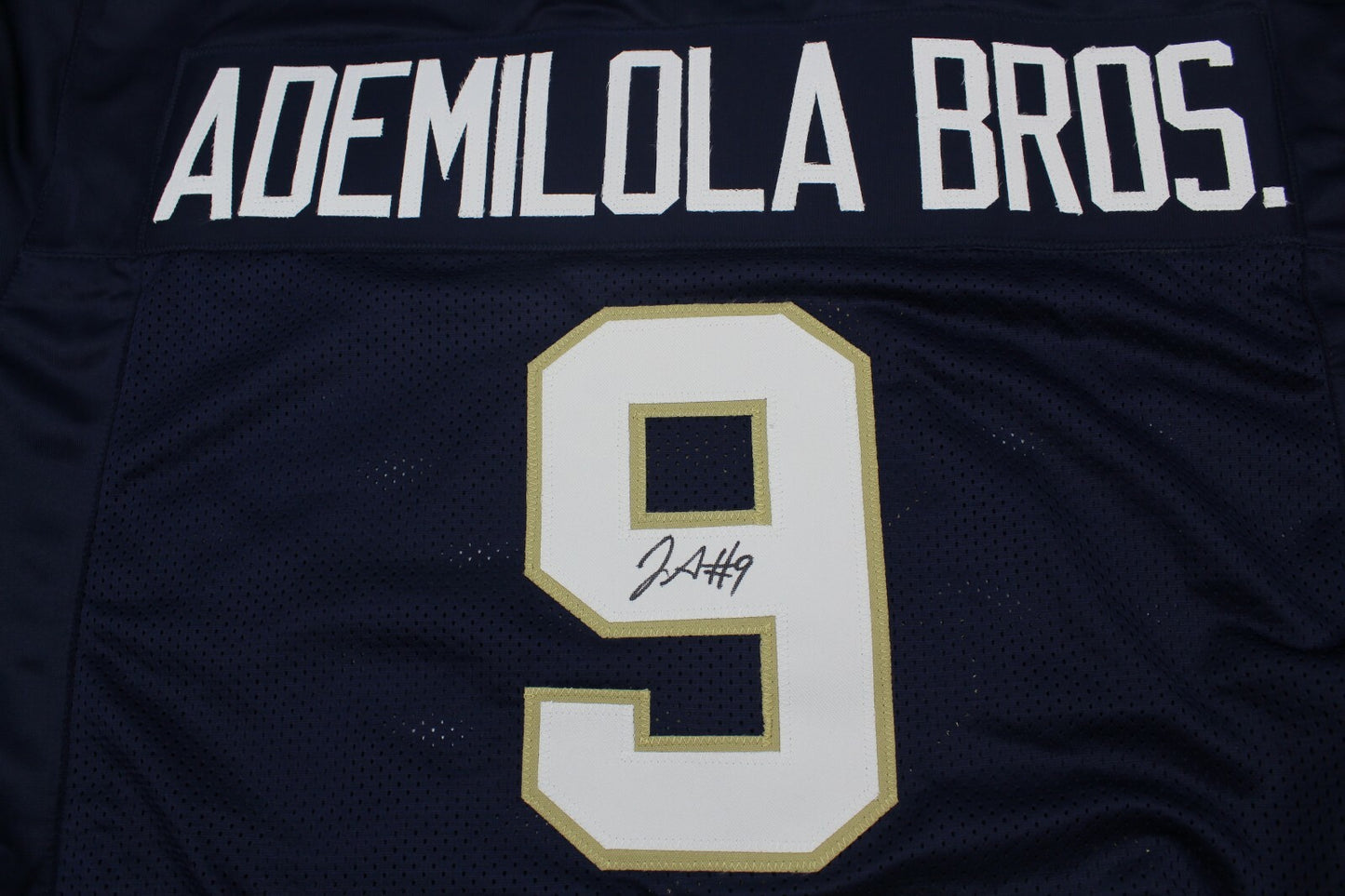 Justin & Jayson Ademilola Dual Signed Custom Blue Notre Dame Jersey w/JSA COA #1
