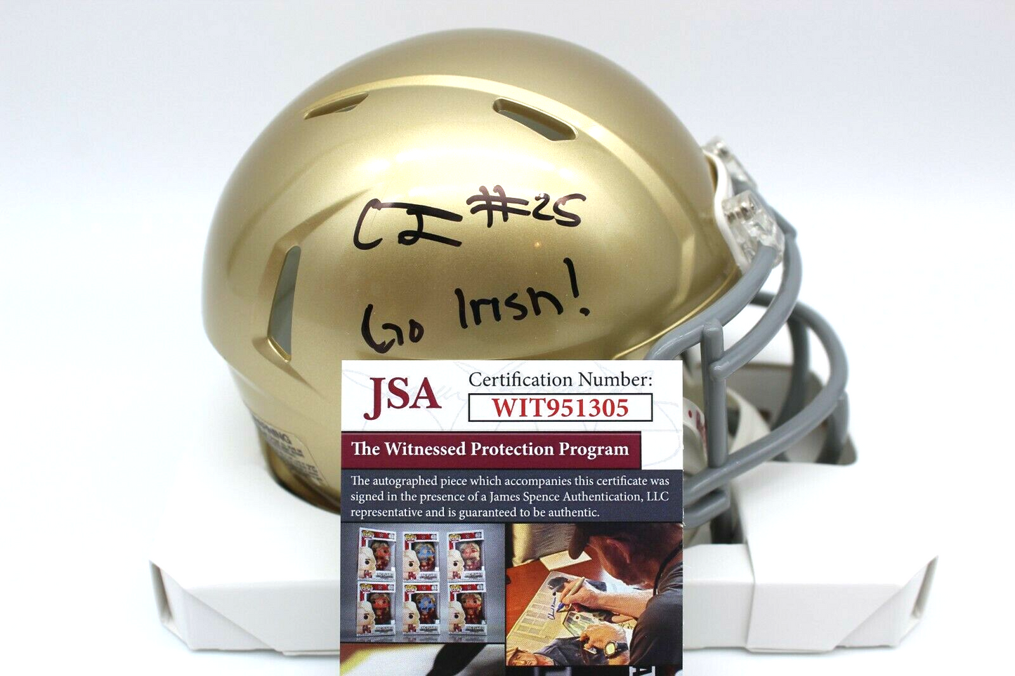 Chris Tyree Signed Notre Dame Fighting Irish Mini Football Helmet w/JSA COA #1