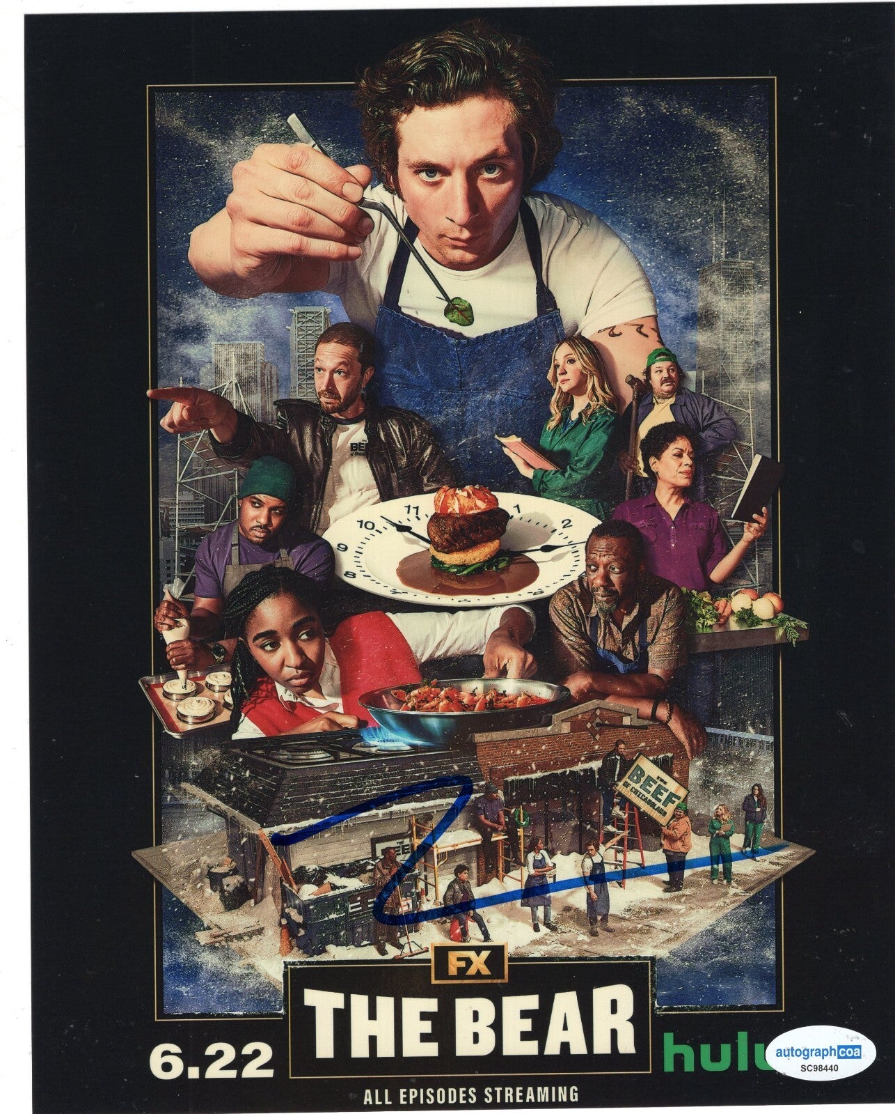 Jeremy Allen White The Bear Chef Carmy Carmen Signed 8x10 Photo w/ACOA SC98440