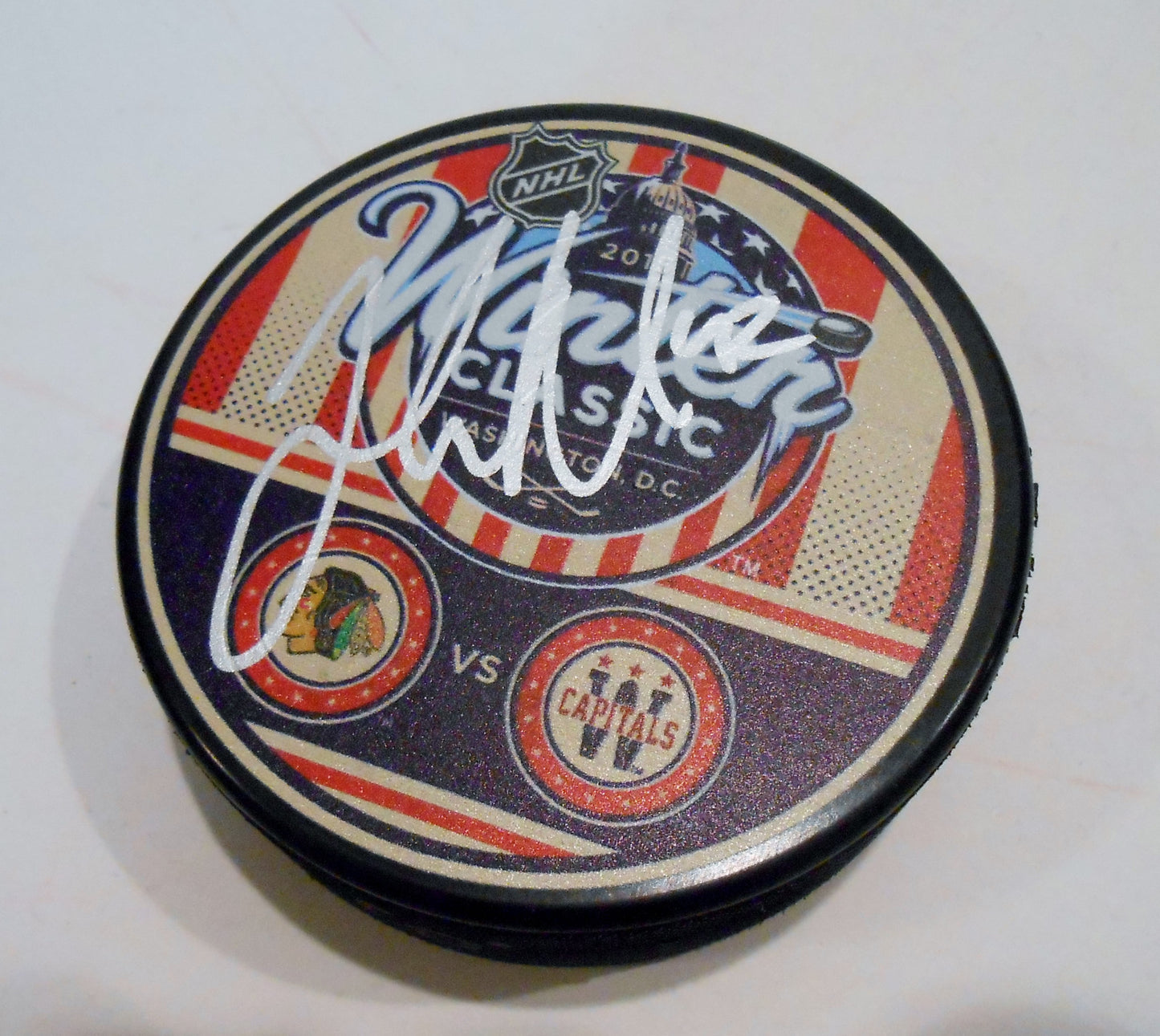 Joakim Nordstrom Signed Blackhawks vs Capitals Winter Classic Puck w/COA