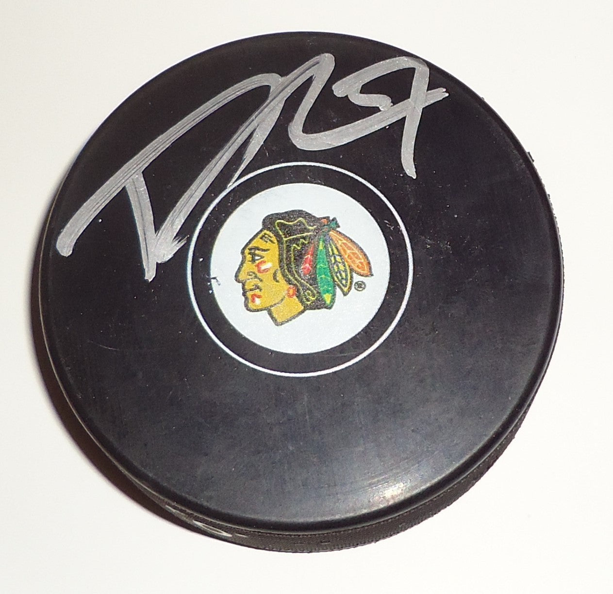 Trevor Van Riemsdyk signed 2016-17 Chicago Blackhawks souvenir puck w/coa