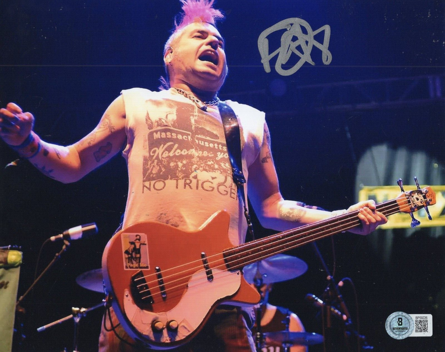 Fat Mike Signed NOFX Rock Roll Michael Burkett 8x10 Photo w/Beckett COA BP59226