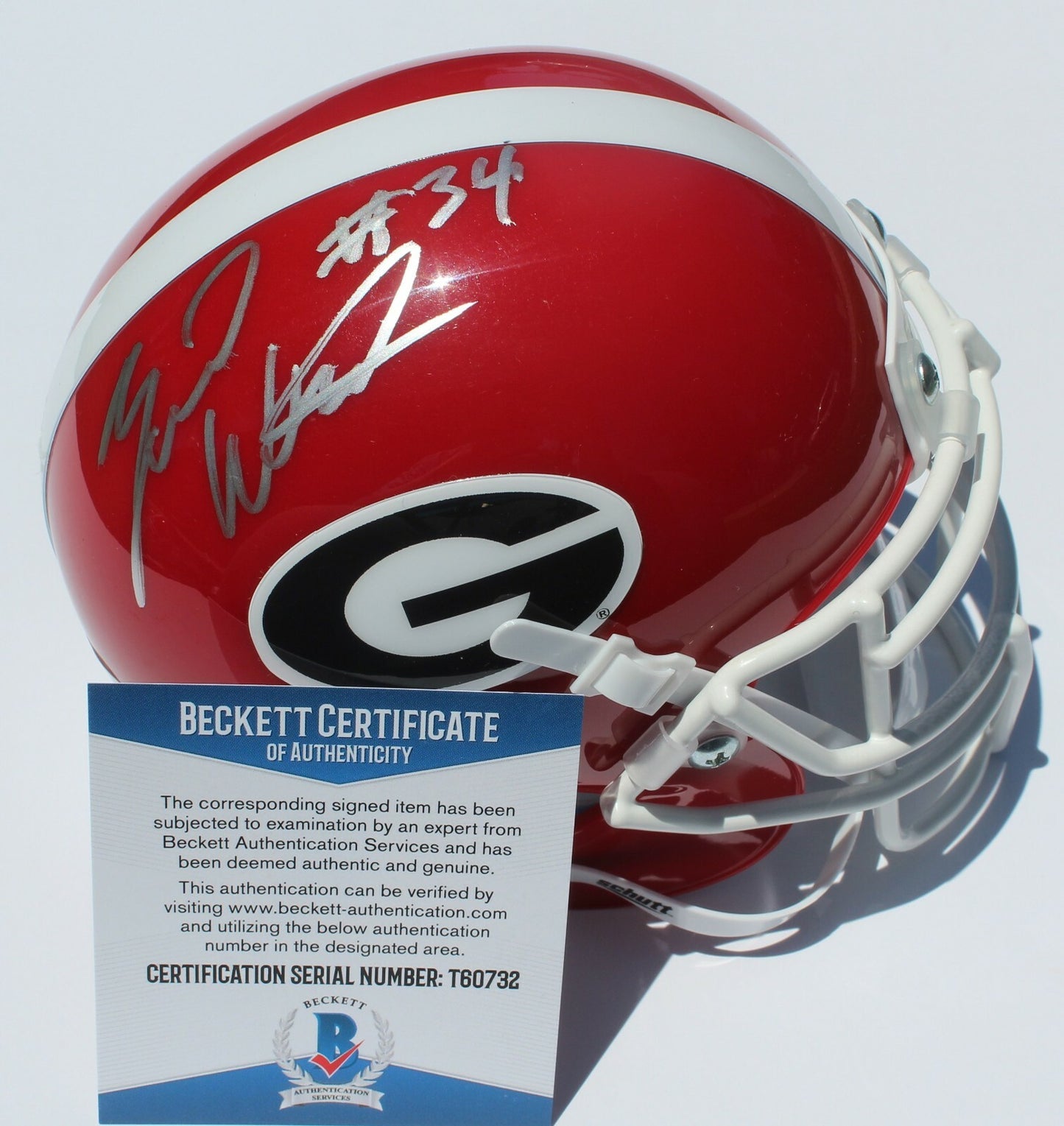 Zamir White Signed Georgia Bulldogs Mini Helmet w/Beckett COA Go Dawgs! T60732