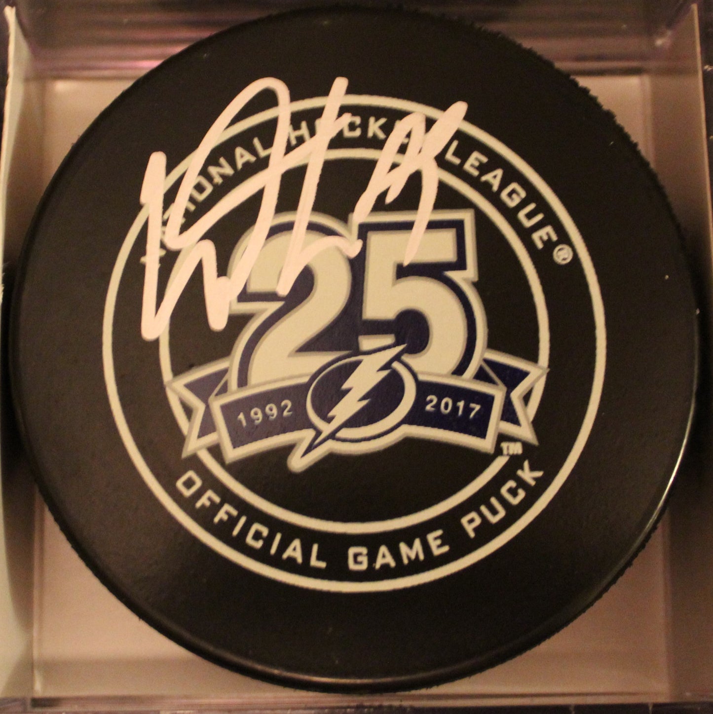 Cory Conacher Signed Tampa Bay Lightning Game Puck w/COA 25th Anniversary