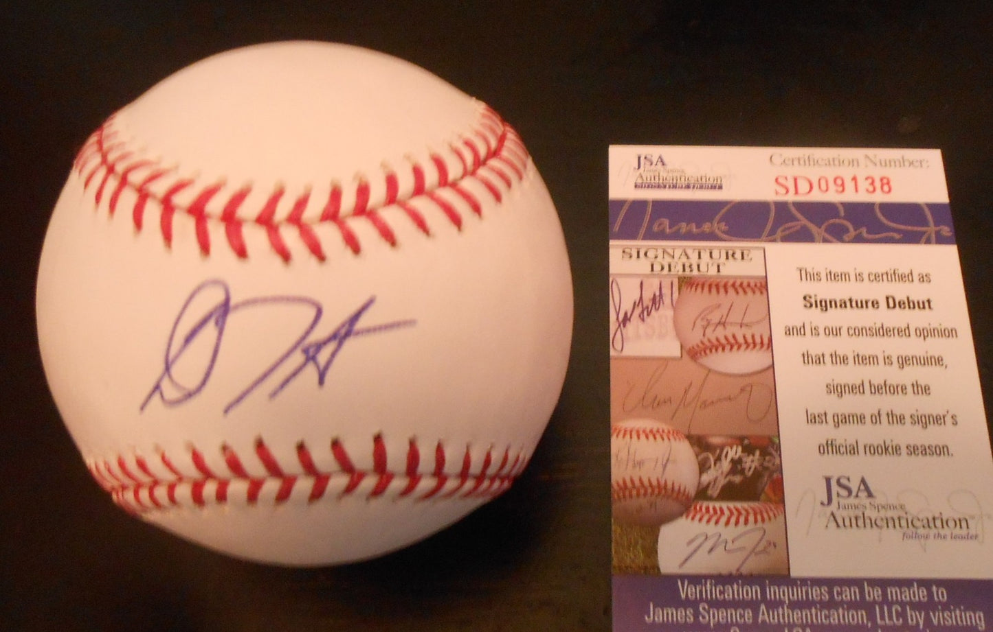 Dillon Tate Signed Official Major League Baseball w/JSA COA Signature Debut