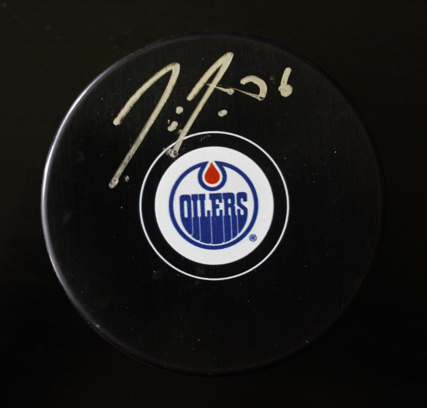 Jussi Jokinen Signed Edmonton Oilers Autograph Puck w/COA 2017 #1