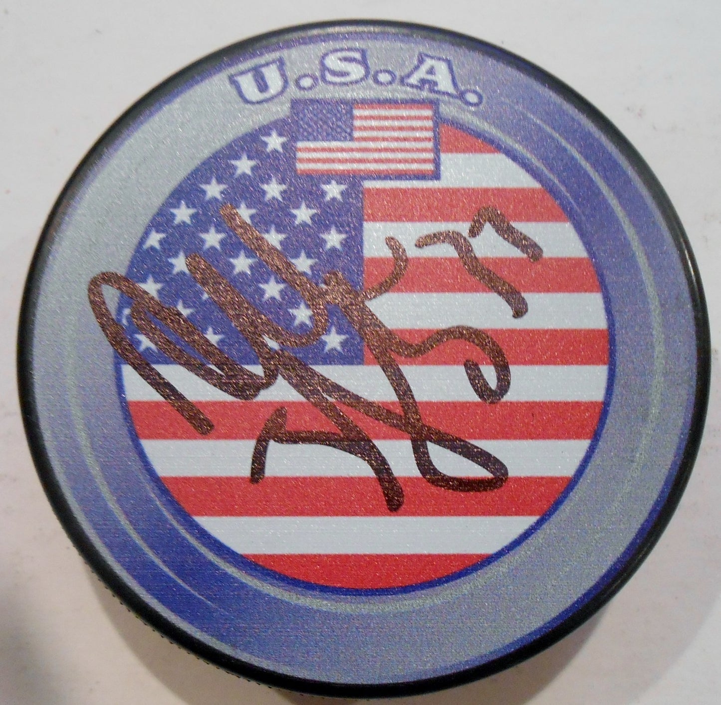 Dustin Byfuglien Signed Team USA Hockey Puck w/COA Winnipeg Jets