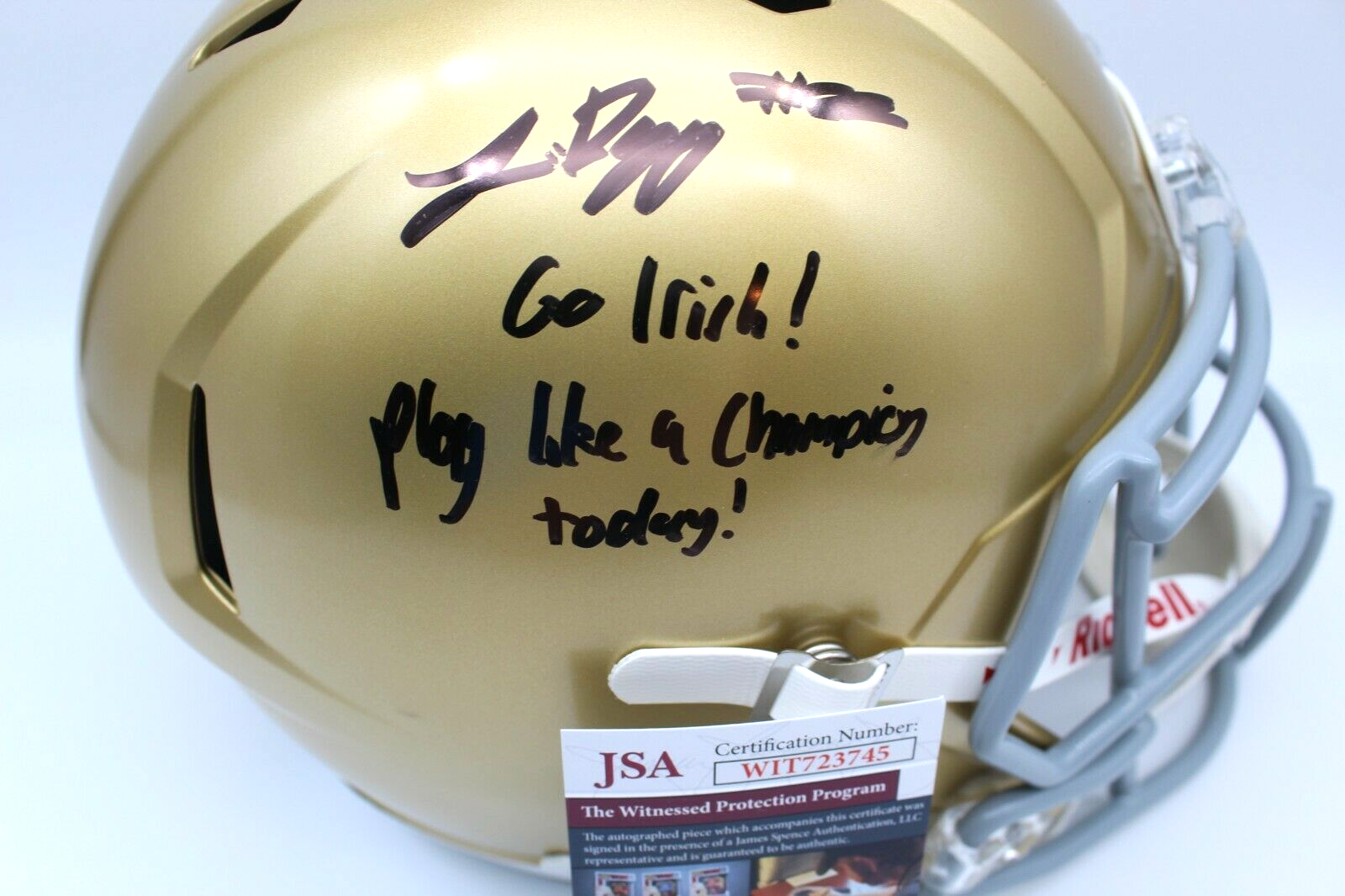 Logan Diggs Signed Notre Dame Fighting Irish Full Size Helmet w/JSA COA F/S #5