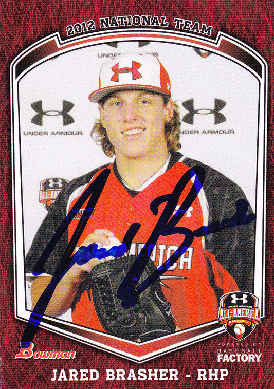 Jared Brasher Signed 2012 Under Armour Baseball All American Game Bowman #1