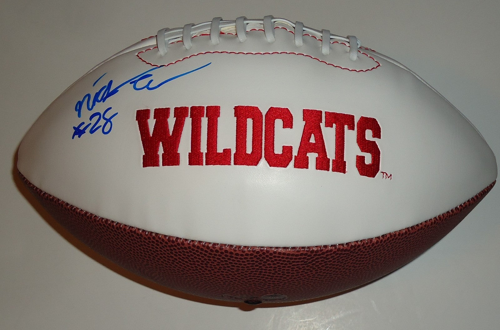 Nick Wilson signed Arizona Wildcats logo full size football W/Coa #1