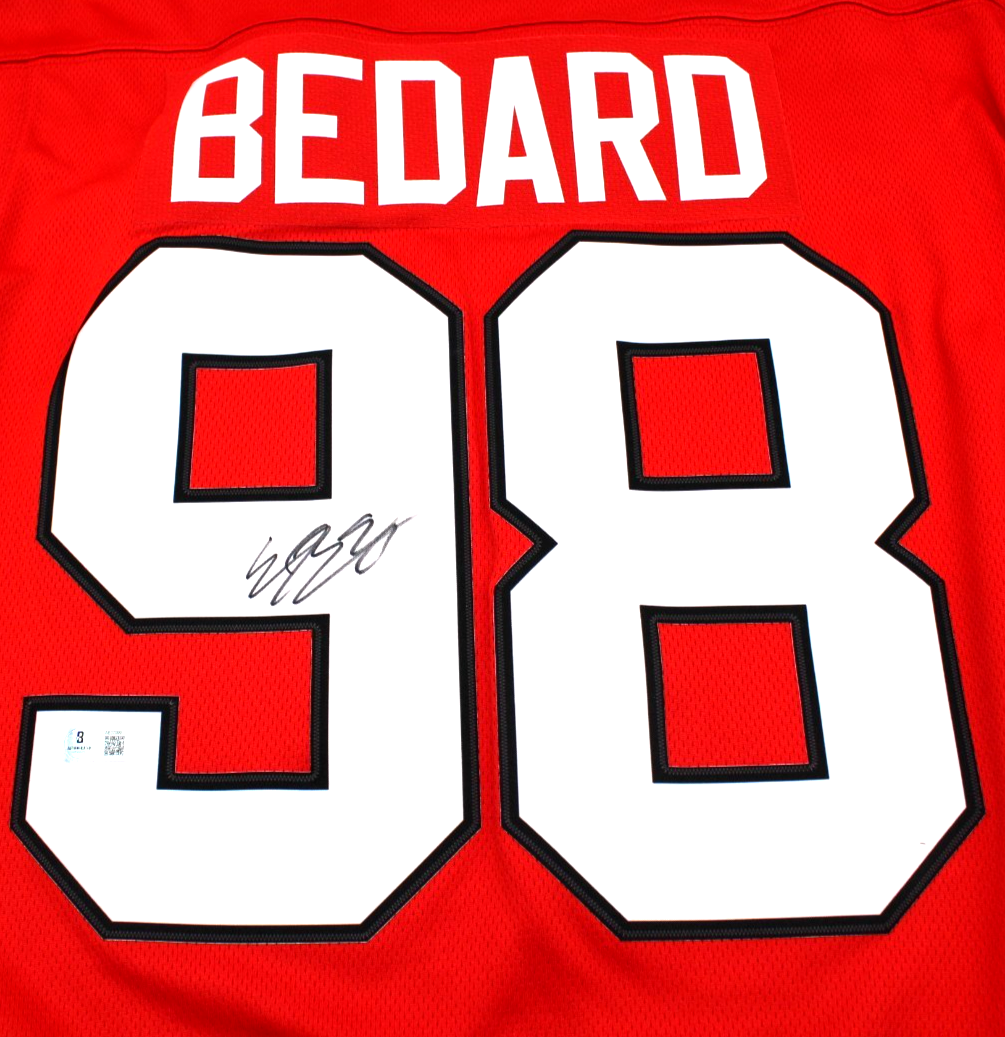 Connor Bedard Signed Chicago Blackhawks Hockey Jersey w/Beckett COA AE37099