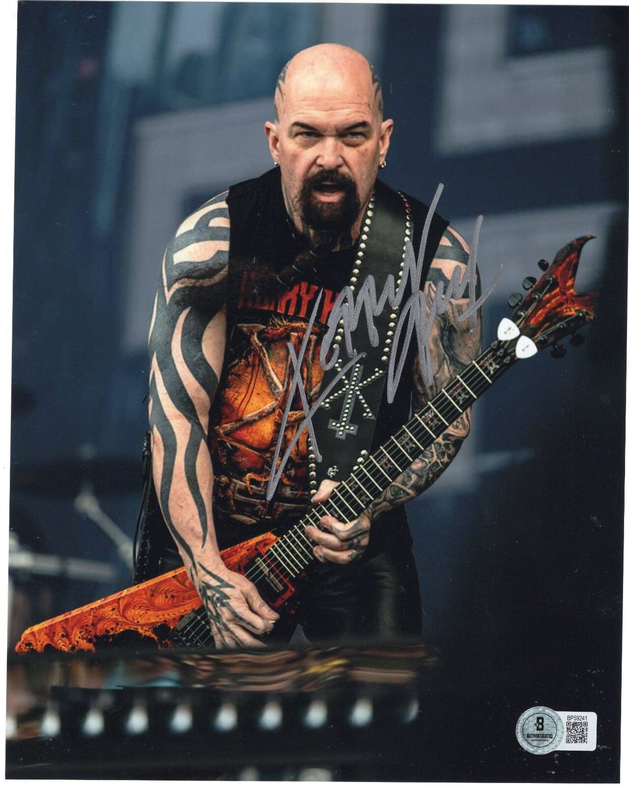 Kerry King Signed Slayer Rock n Roll Thrash 8x10 Photo w/Beckett COA BP59241