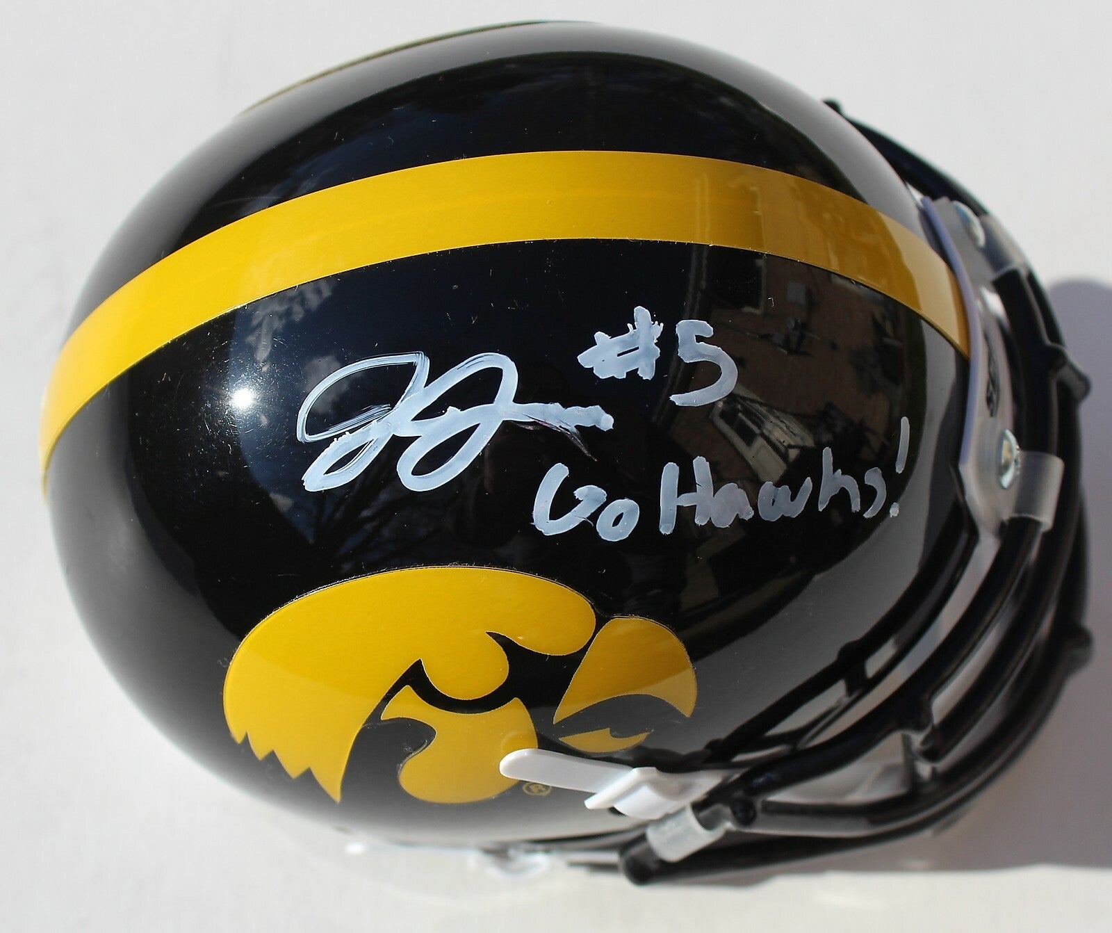 Jestin Jacobs Signed Iowa Hawkeyes Mini Football Helmet W/COA #1 C