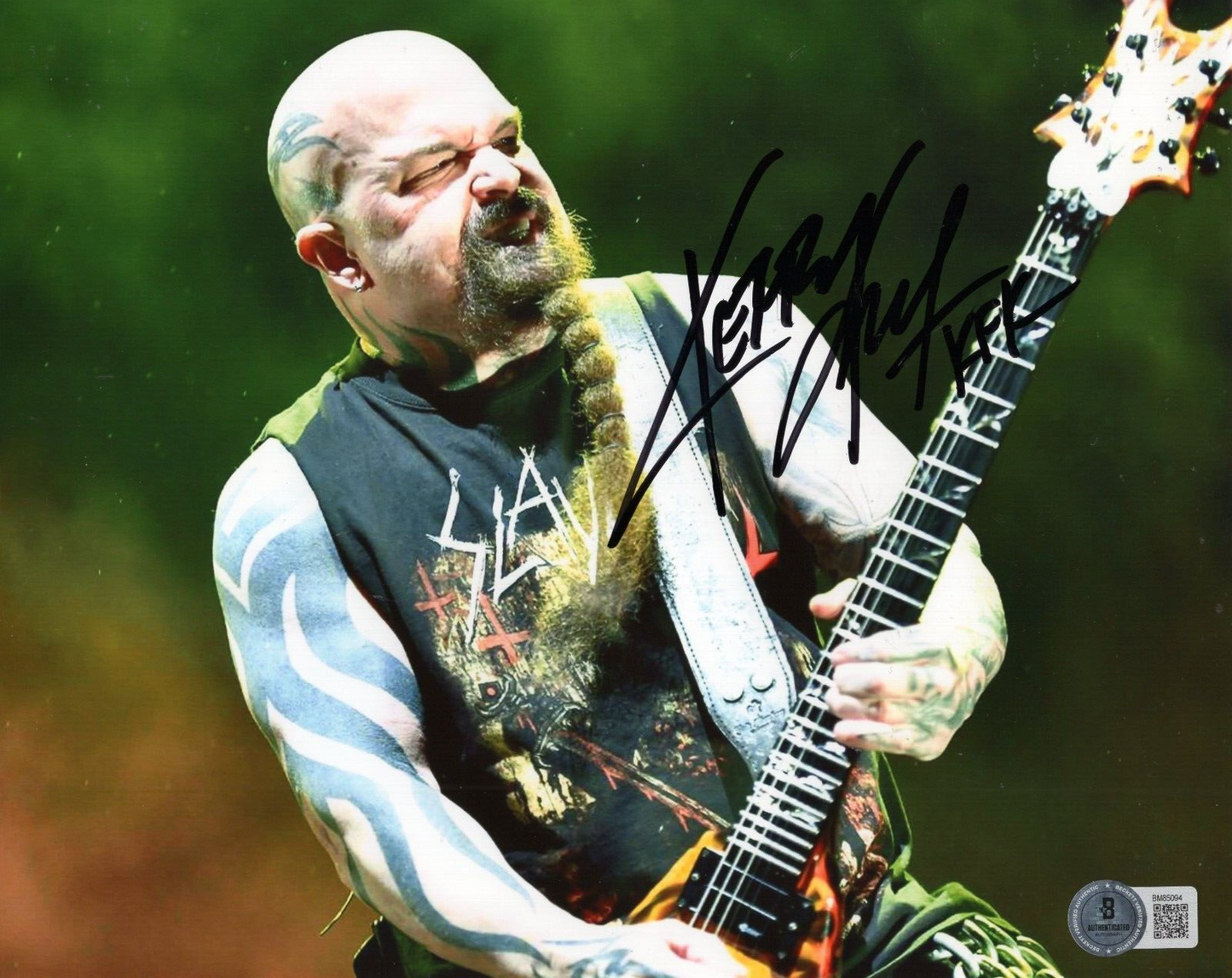 Kerry King Slayer Music Group Bass Signed 8x10 Photo w/Beckett COA BM85094