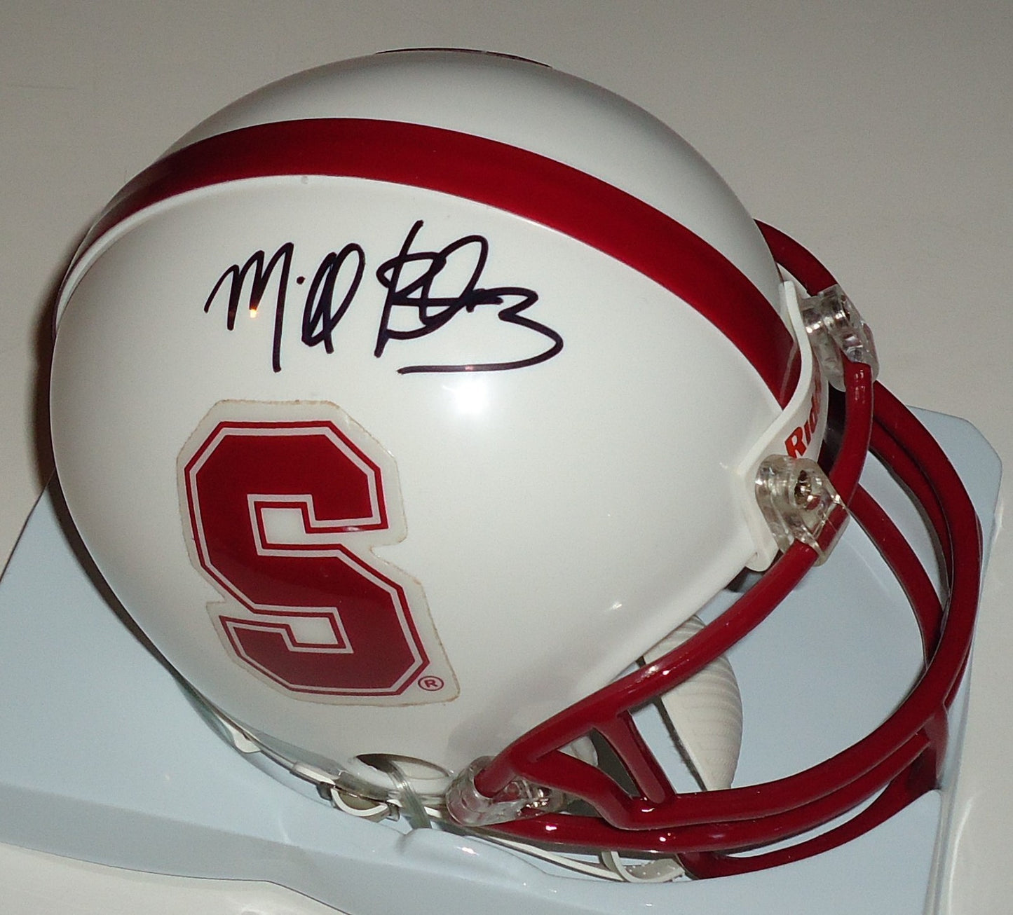 Michael Rector signed Stanford Cardinal mini white football helmet w/coa C