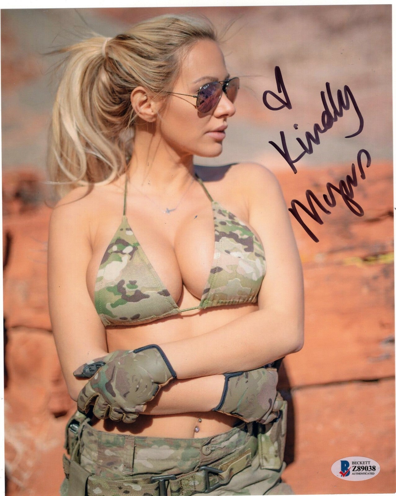 Kindly Myers Signed USA Sexy Playboy Model 8x10 Photo w/Beckett COA Z89038