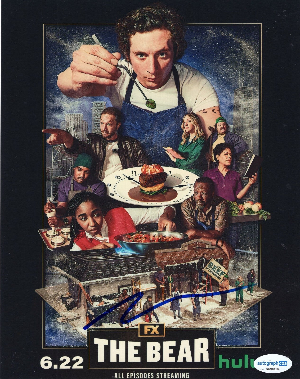 Jeremy Allen White The Bear Chef Carmy Carmen Signed 8x10 Photo w/ACOA SC98436