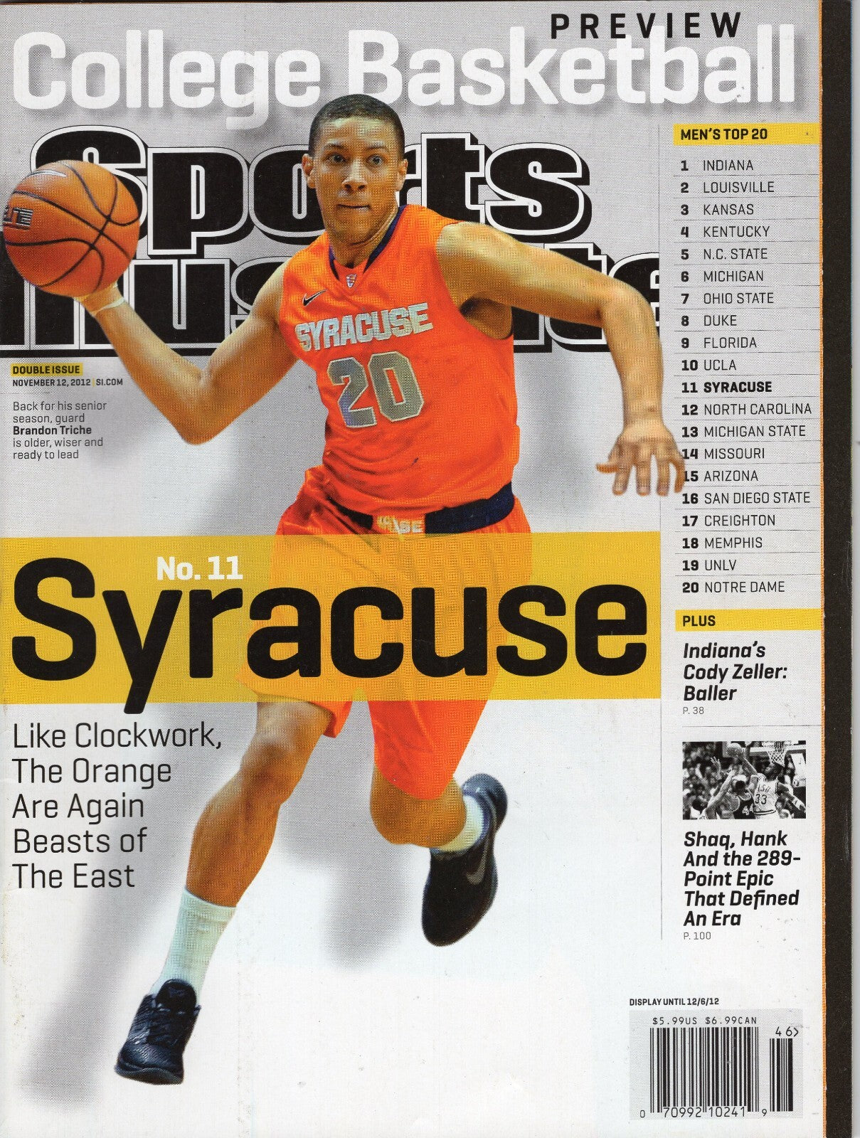 Brandon Triche No Label Sports Illustrated Syracuse Newsstand Edition 11/12/12